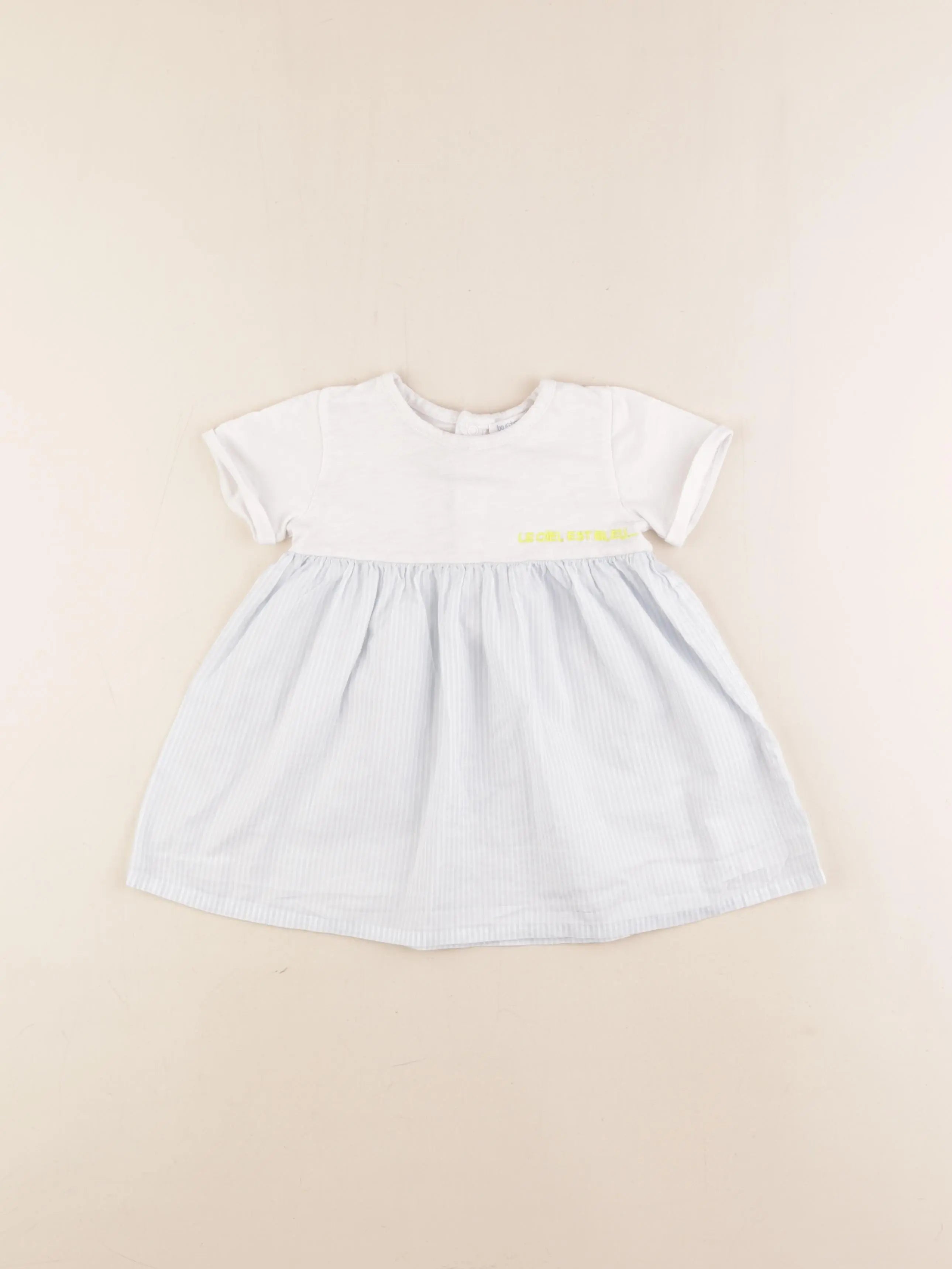 Boutchou - robe bleu, blanc - 9 mois