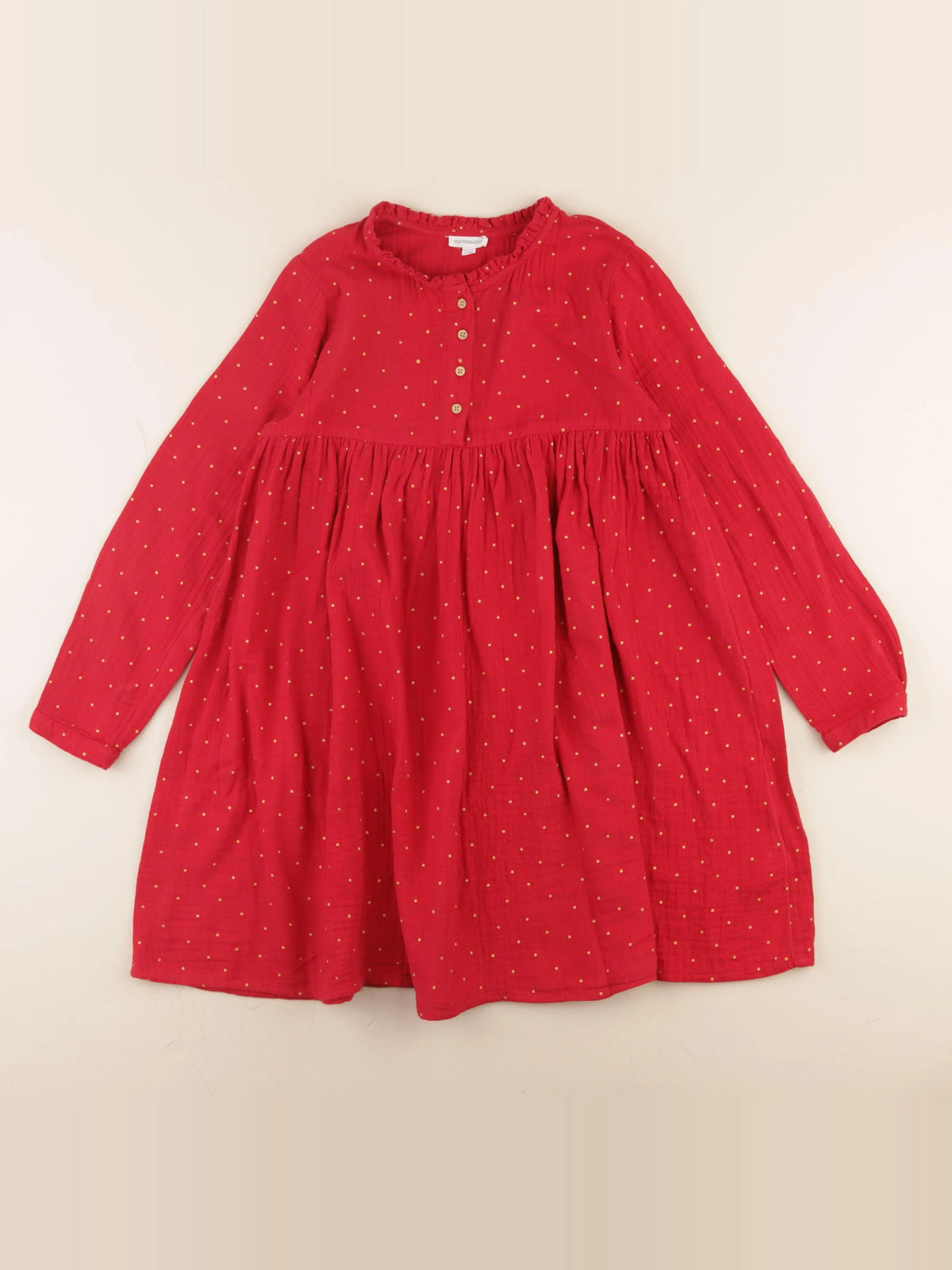 Vertbaudet - robe rouge, or - 10 ans