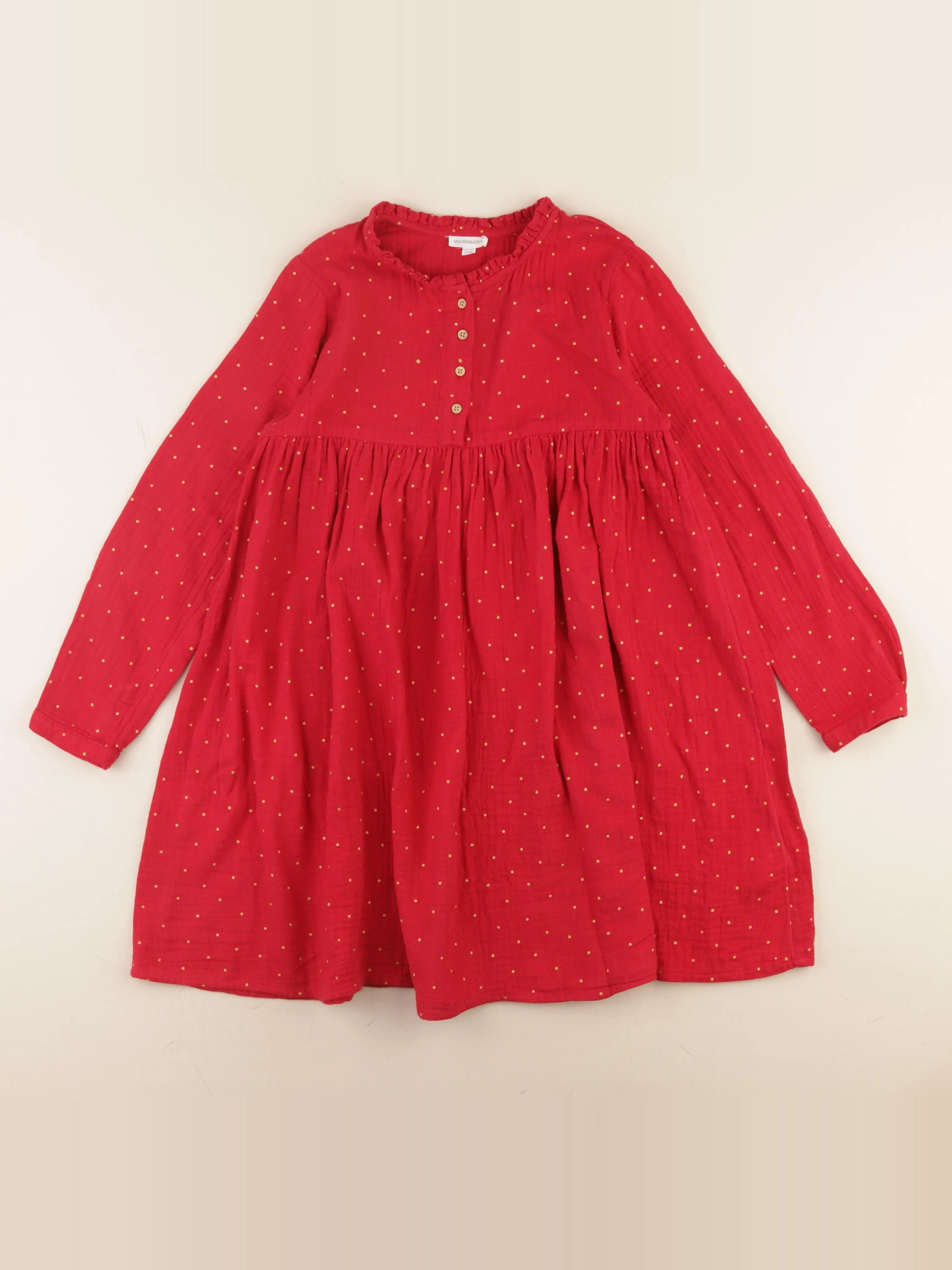Vertbaudet - robe rouge, or - 10 ans