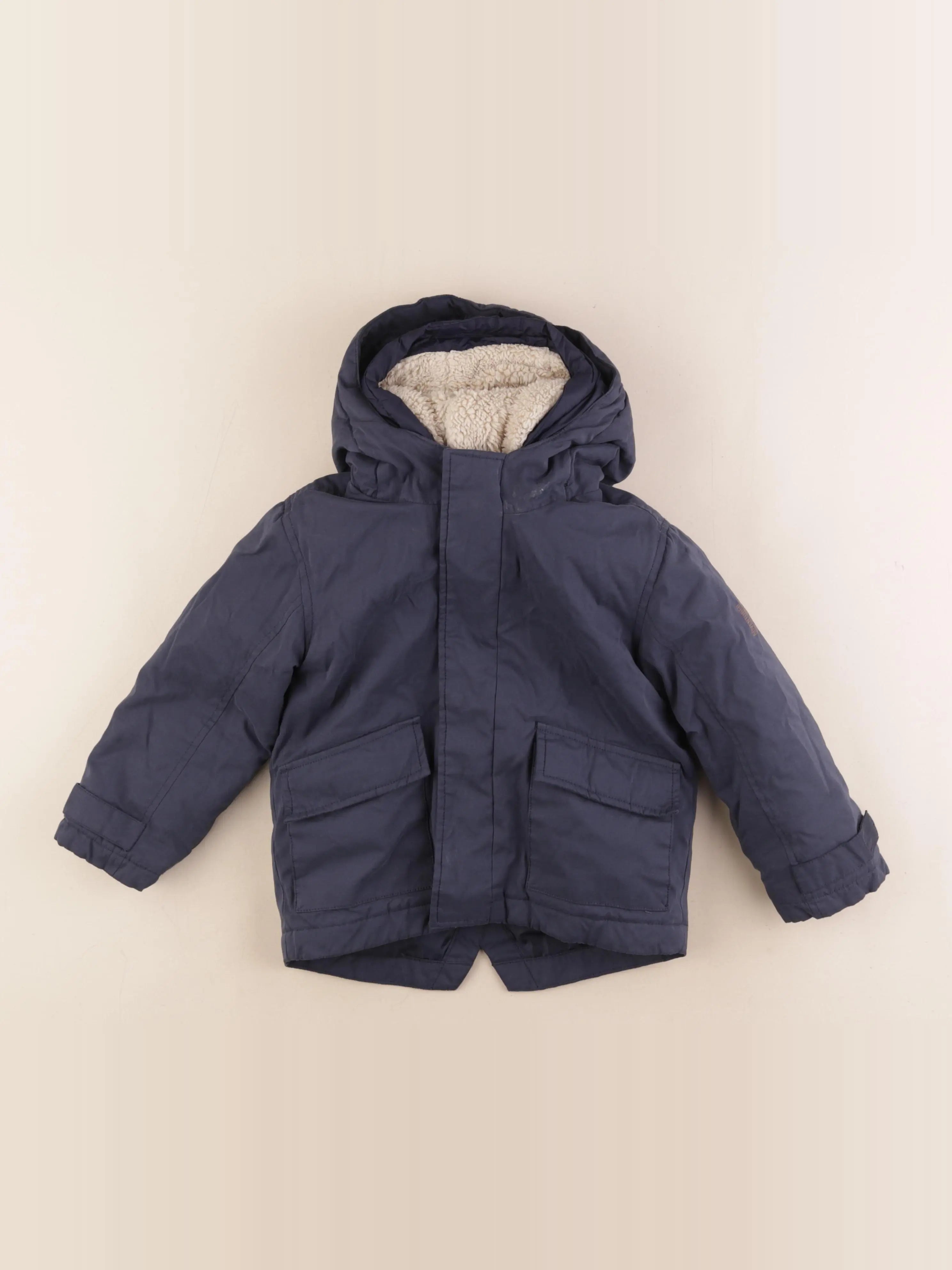 Vertbaudet - manteau doublure amovible bleu - 3 ans