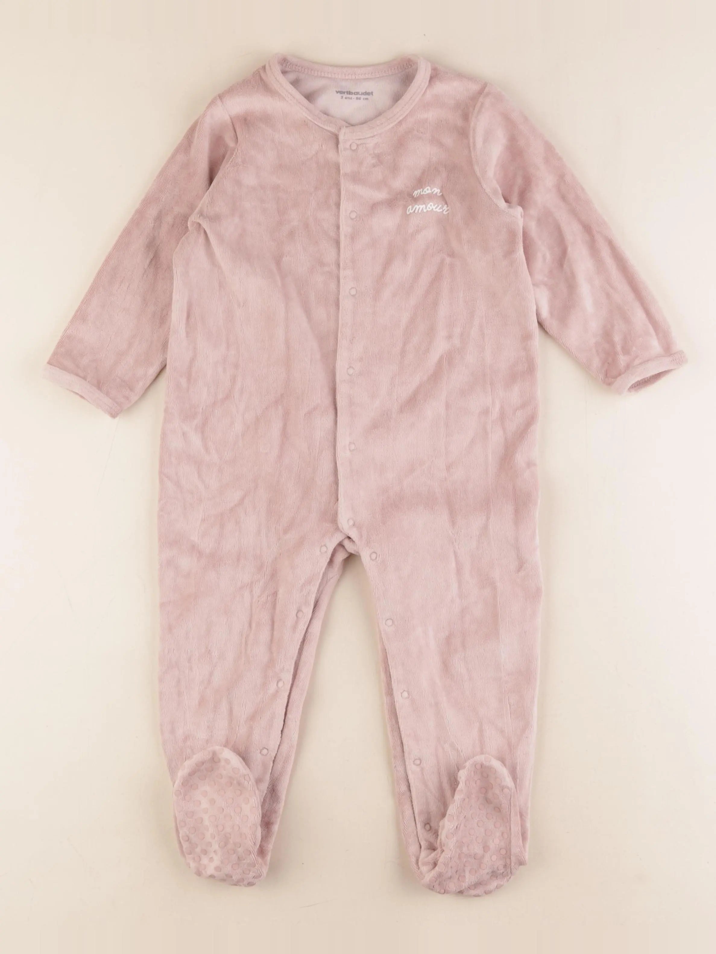 Vertbaudet - pyjama velours rose - 2 ans