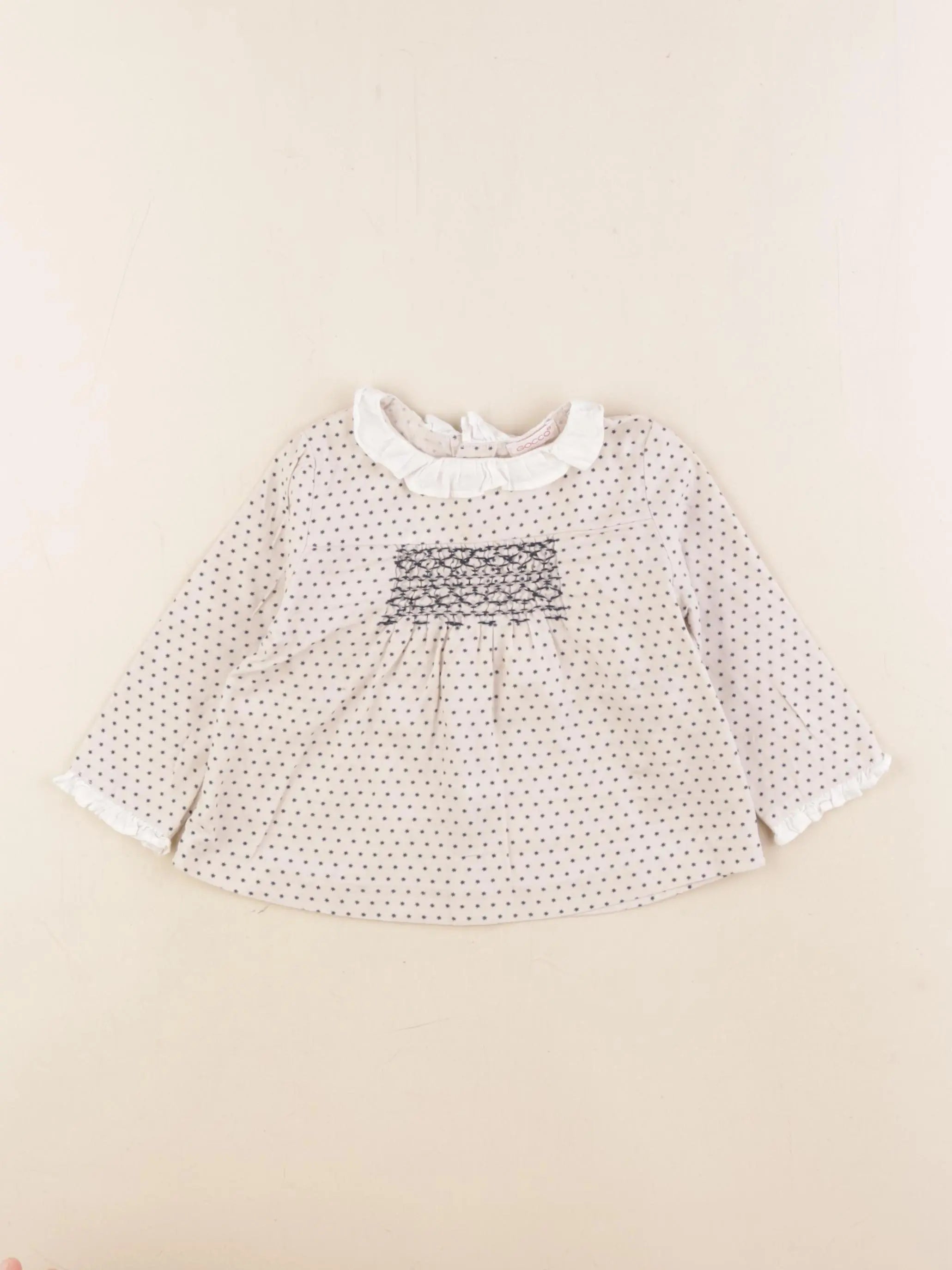 Gocco - blouse beige, bleu - 6/9 mois