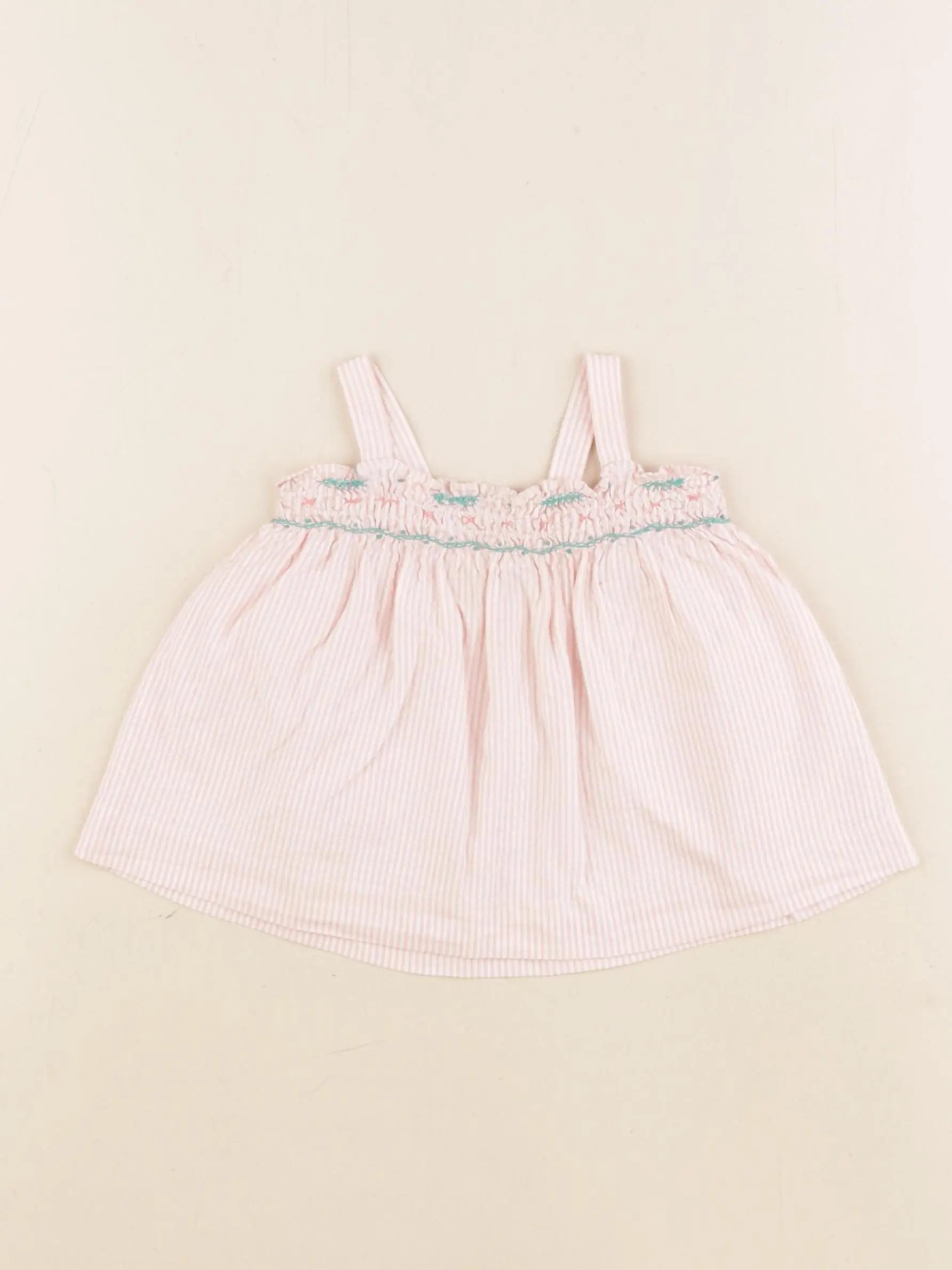 Cyrillus - blouse blanc, rose - 6 mois
