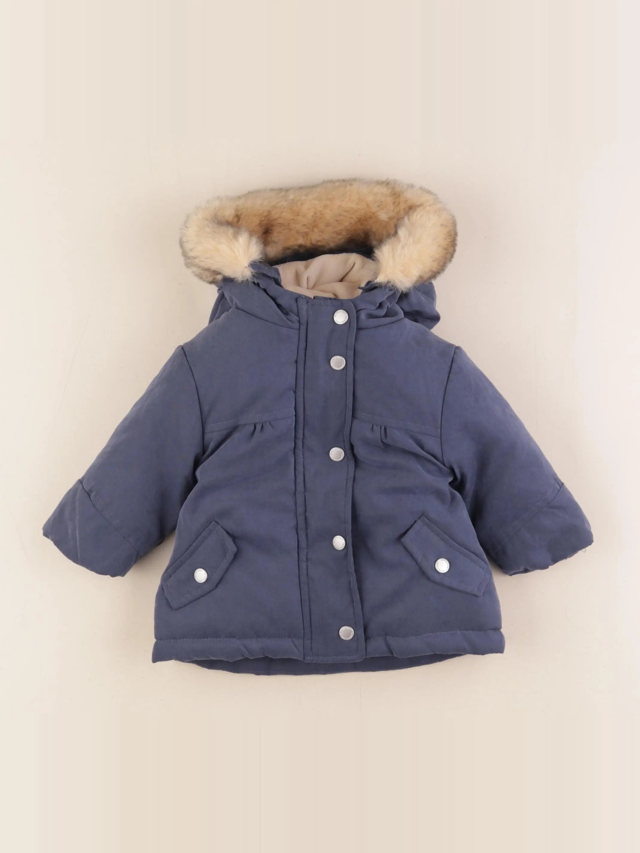 Vertbaudet - manteau doublure amovible bleu - 3 mois