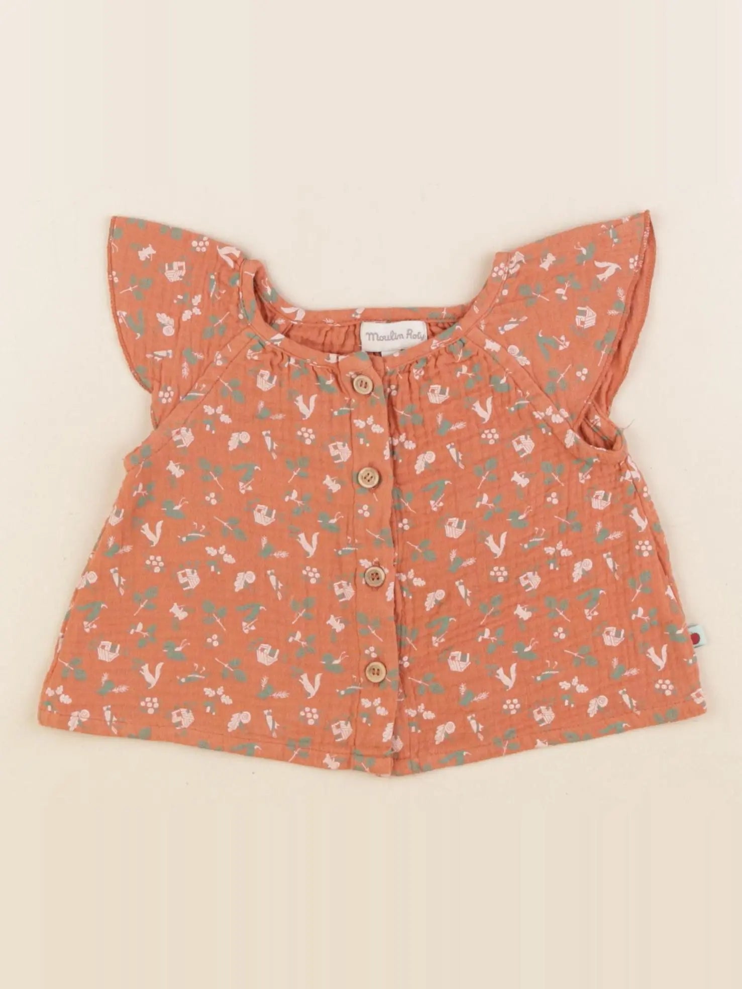 Moulin Roty - blouse orange - 3 mois