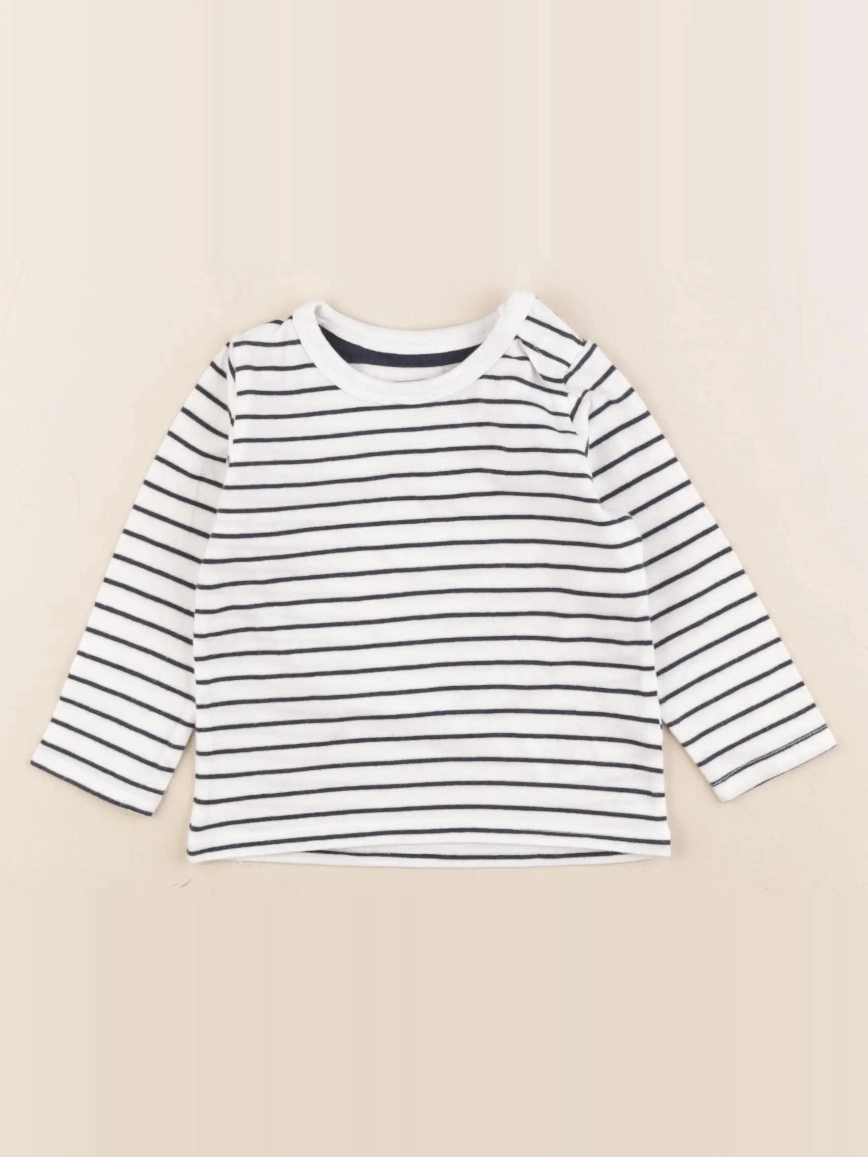 Vertbaudet - tee-shirt blanc, bleu - 9 mois