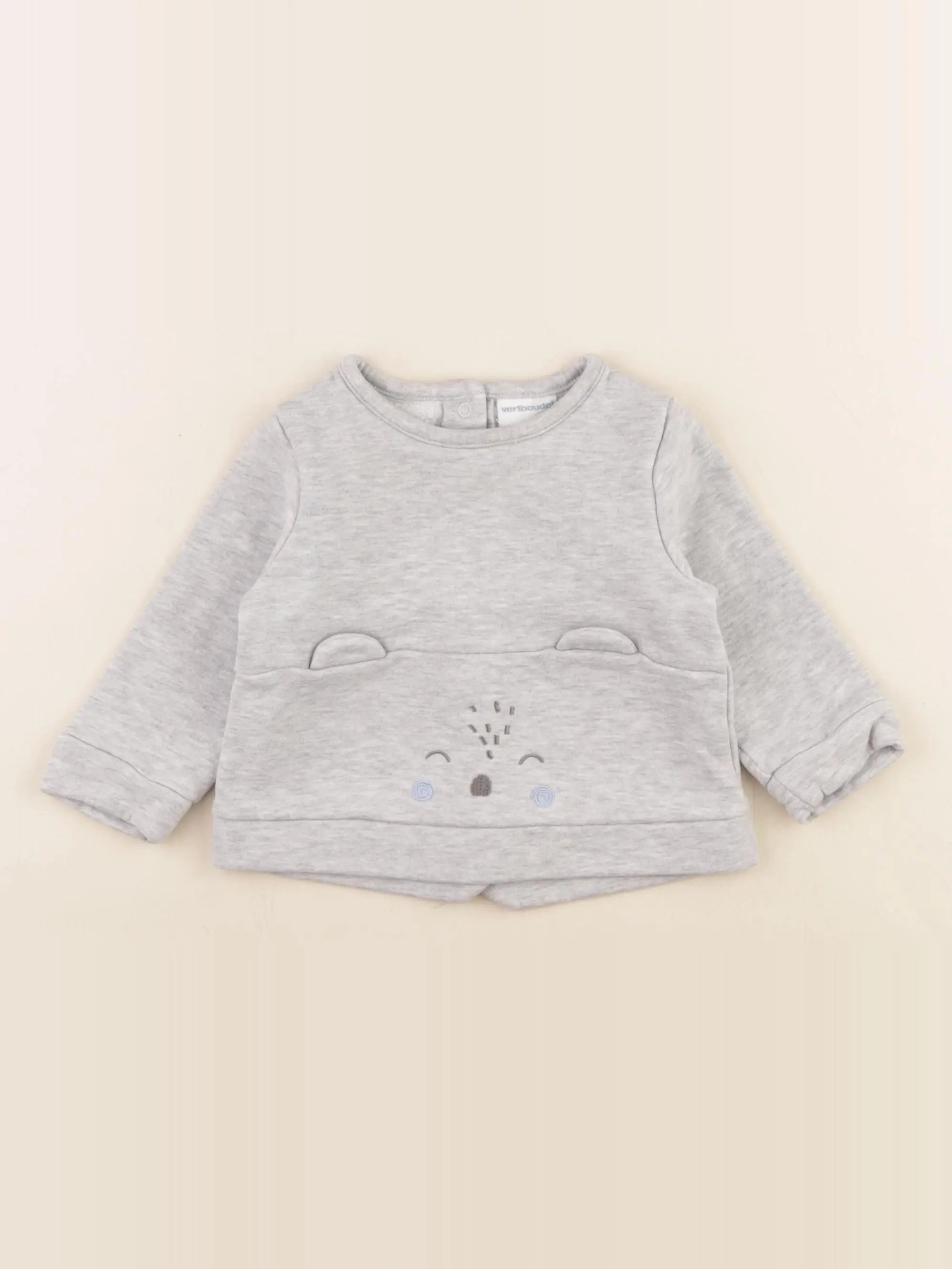 Vertbaudet - sweat gris - 9 mois