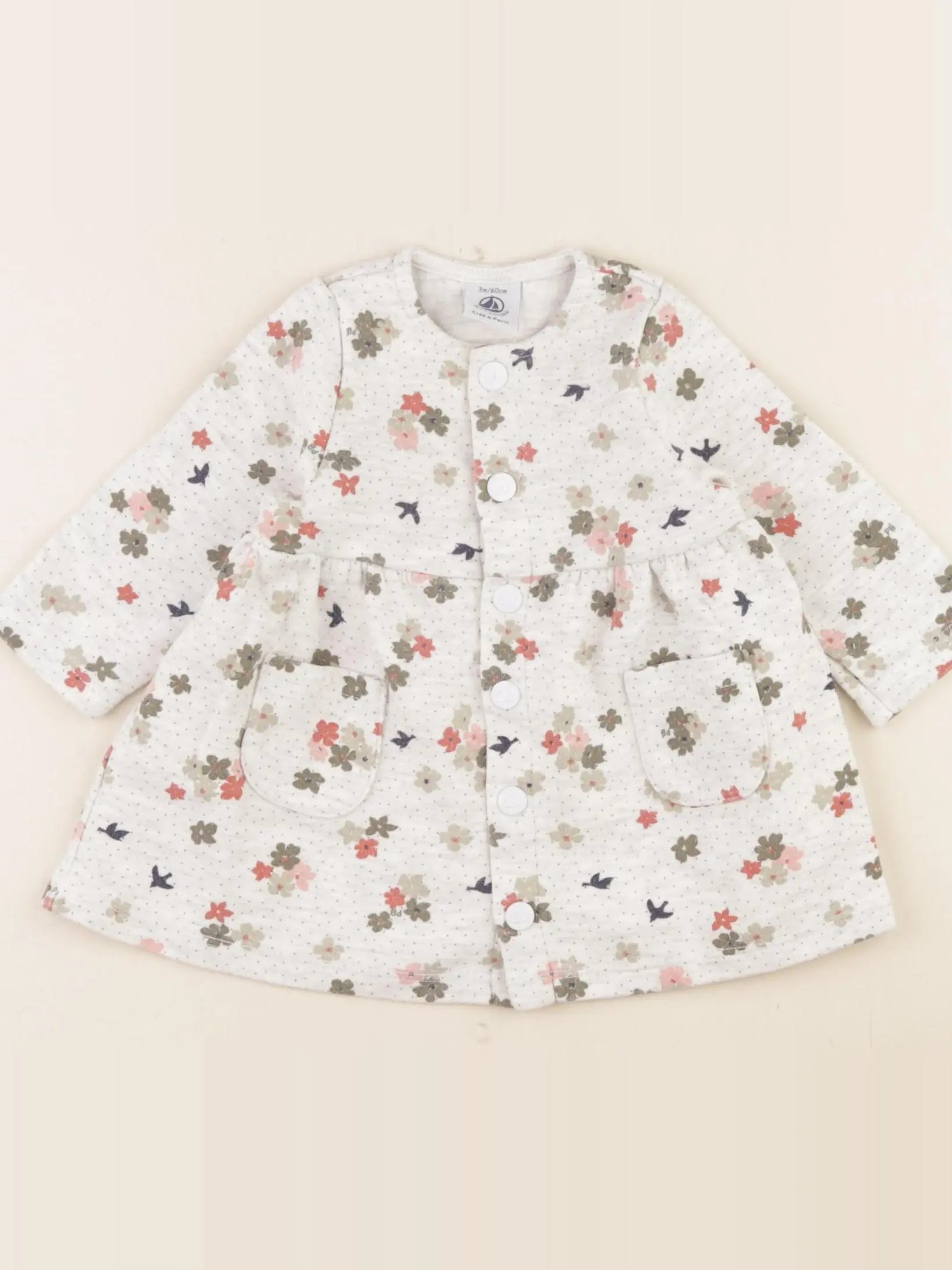 Petit Bateau - robe gris - 3 mois