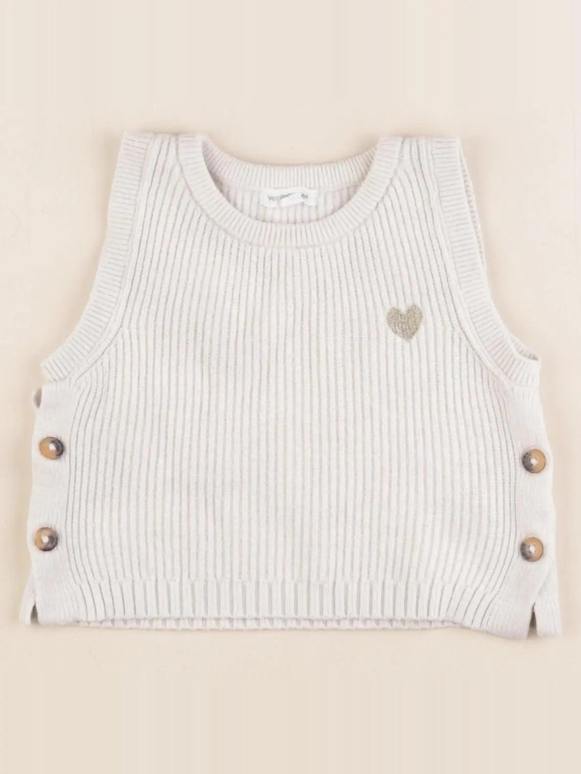 Vertbaudet - pull beige, or - 6 mois