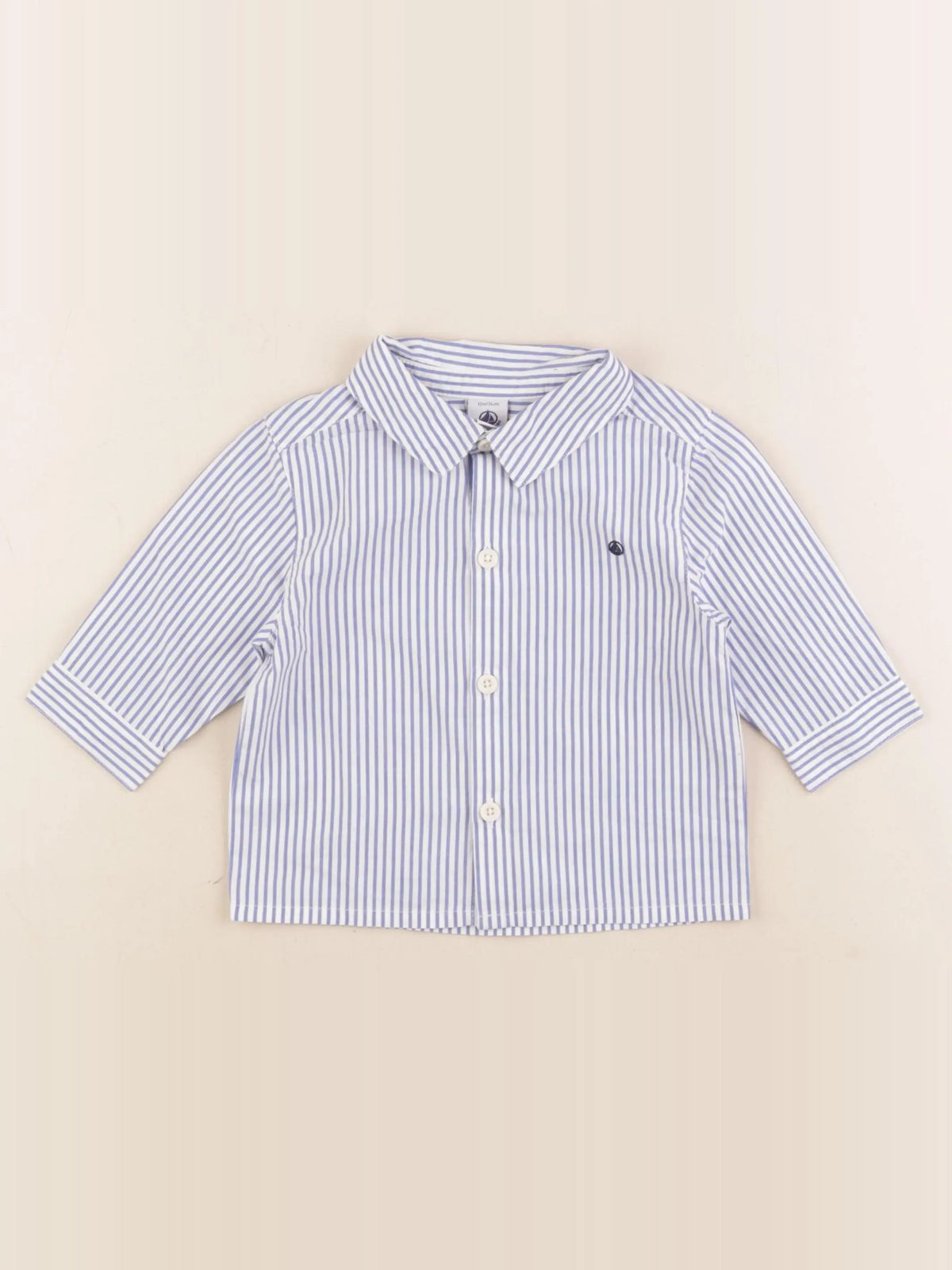 Petit Bateau - chemise bleu, blanc - 12 mois