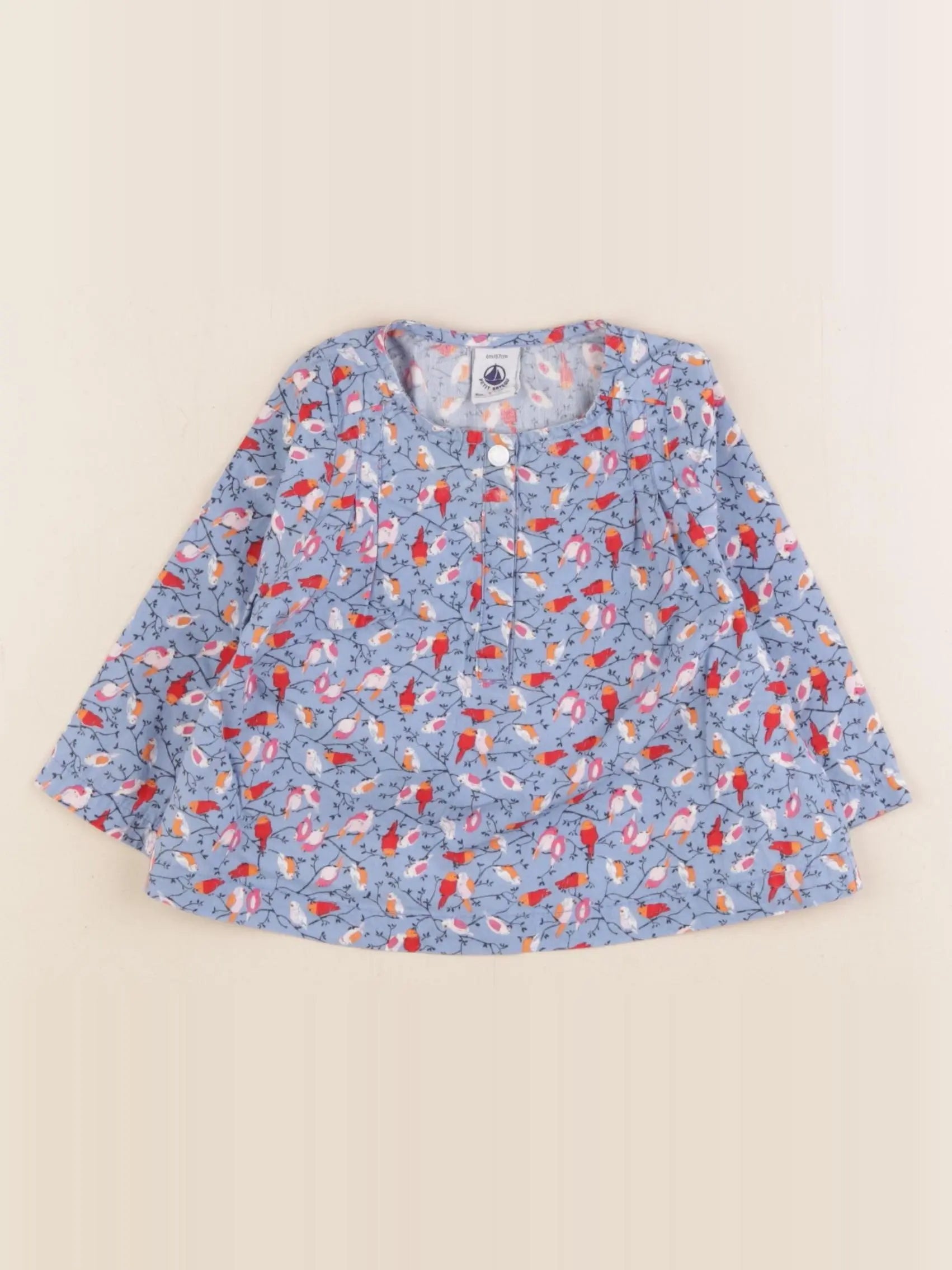 Petit Bateau - blouse bleu - 6 mois