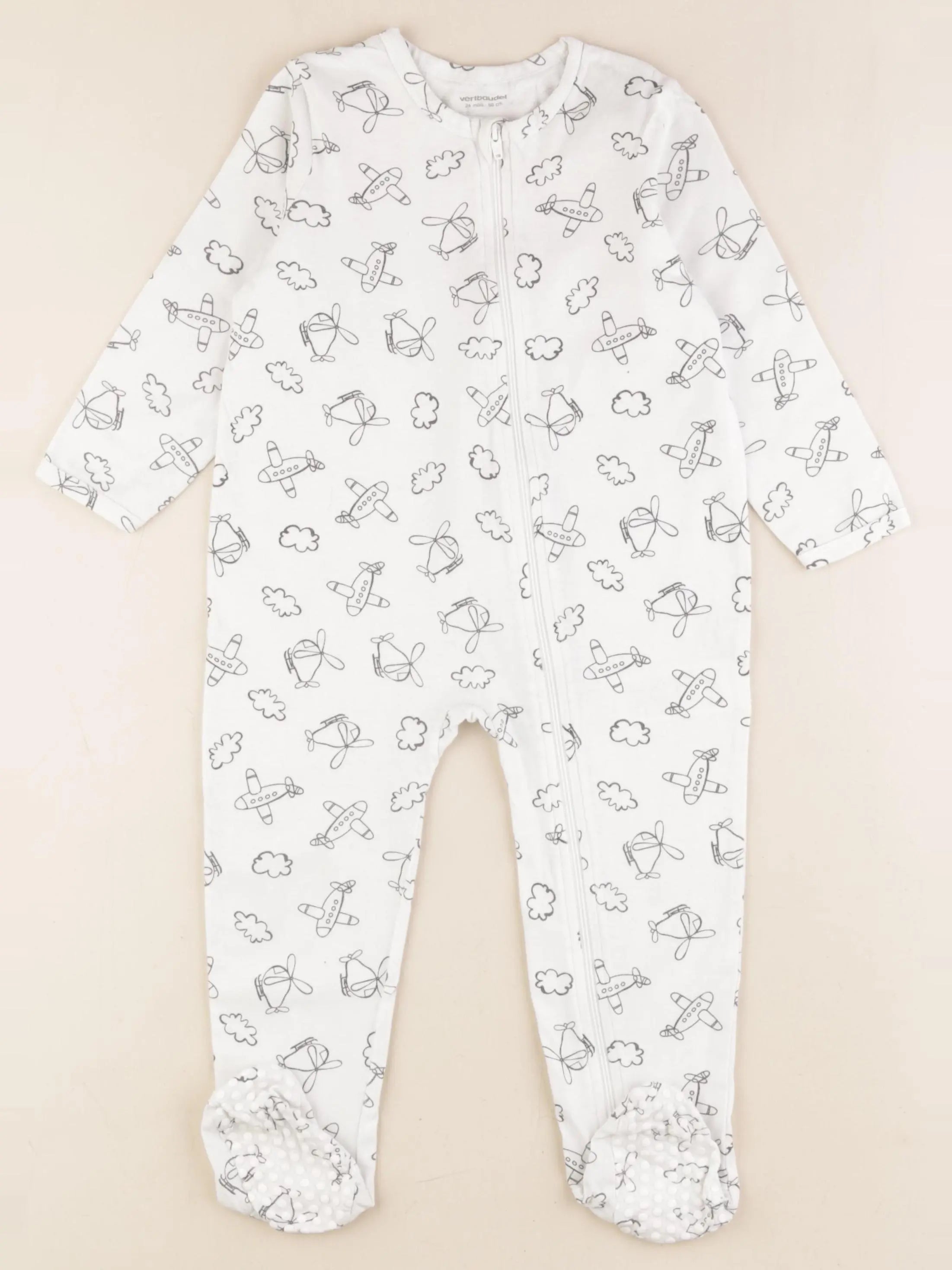 Vertbaudet - pyjama coton blanc - 24 mois