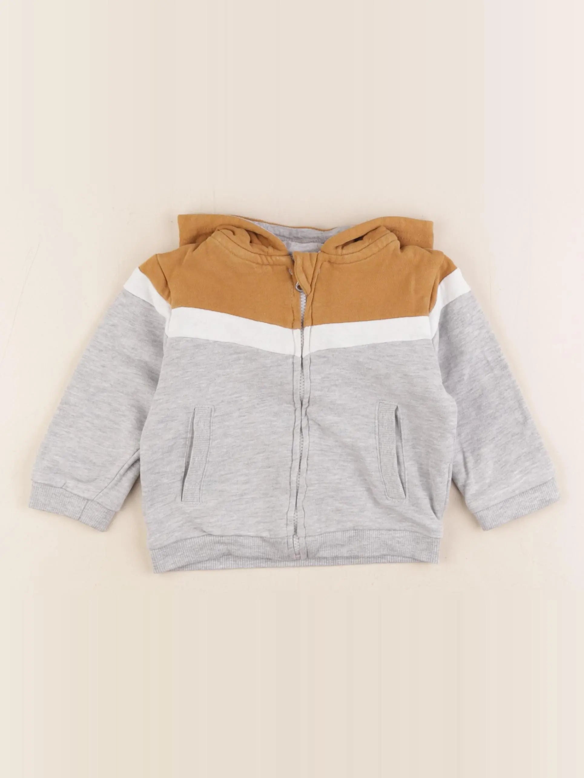 Vertbaudet - sweat gris, marron - 12 mois