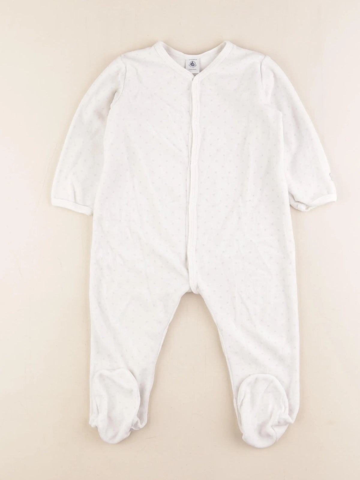 Petit Bateau - pyjama velours blanc, gris - 24 mois