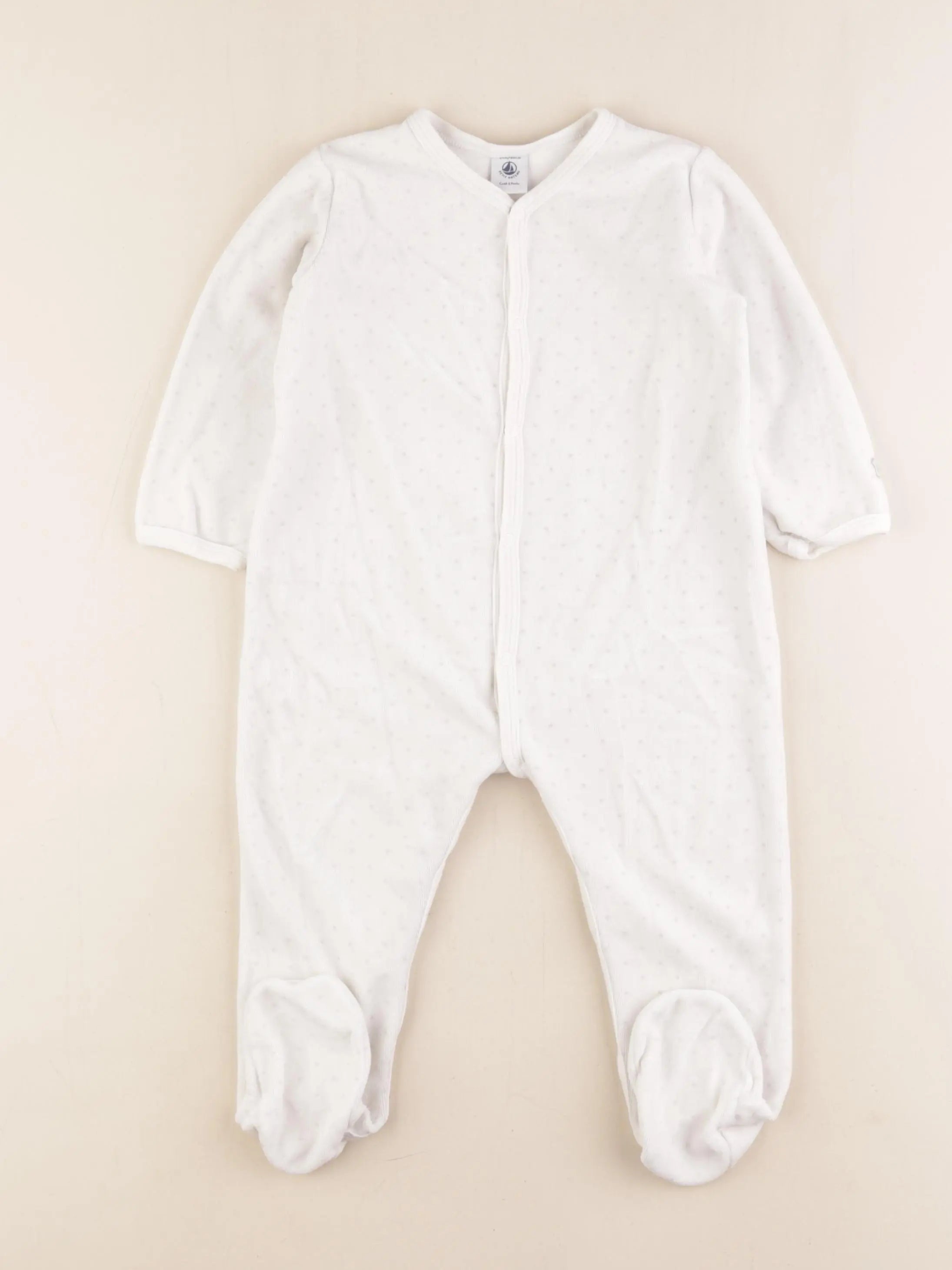Petit Bateau - pyjama velours blanc, gris - 24 mois