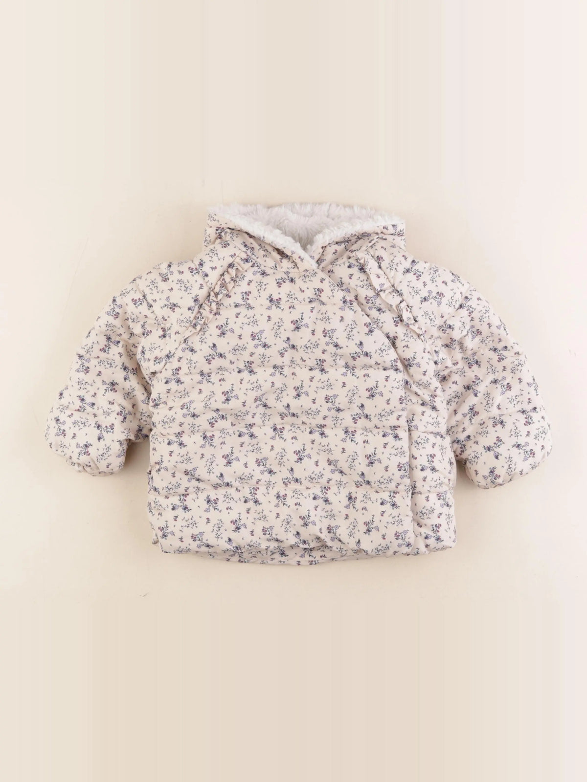 Vertbaudet - veste beige, violet - 18 mois
