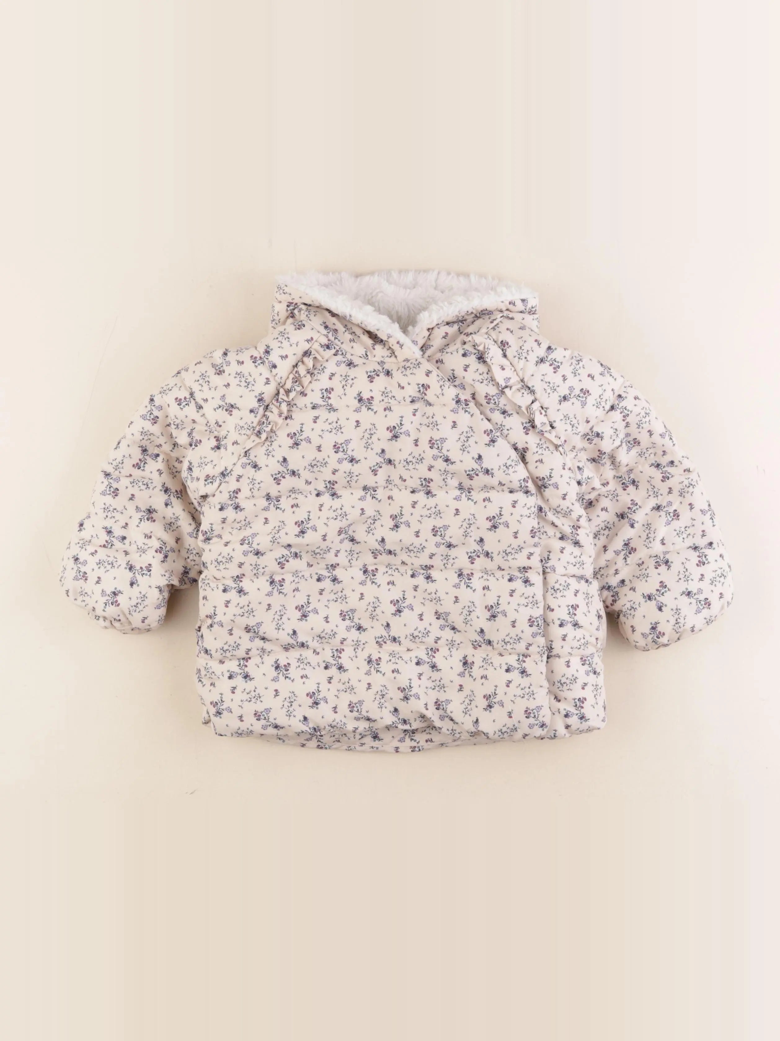 Vertbaudet - veste beige, violet - 18 mois