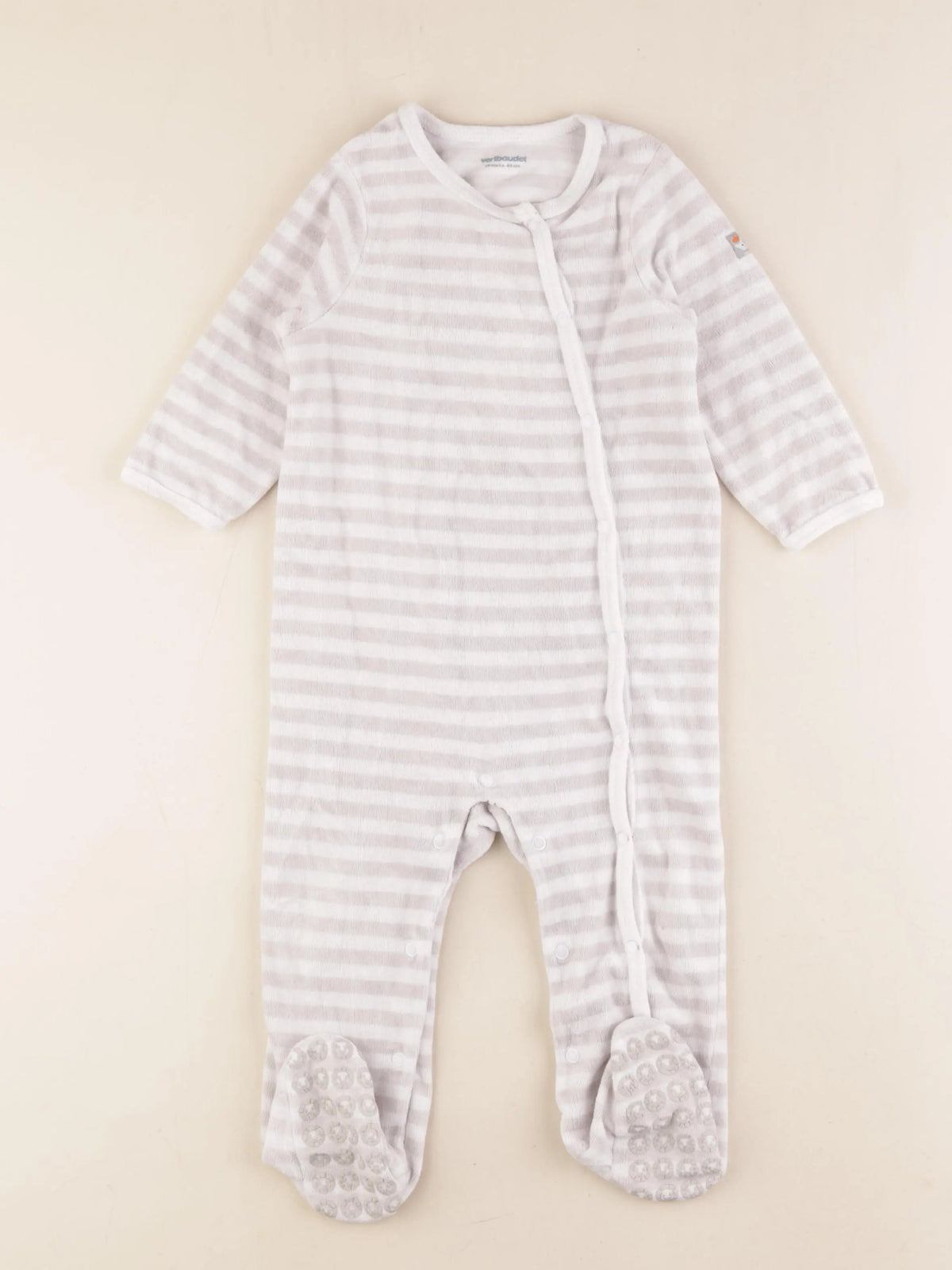 Vertbaudet - pyjama velours blanc, gris - 18 mois