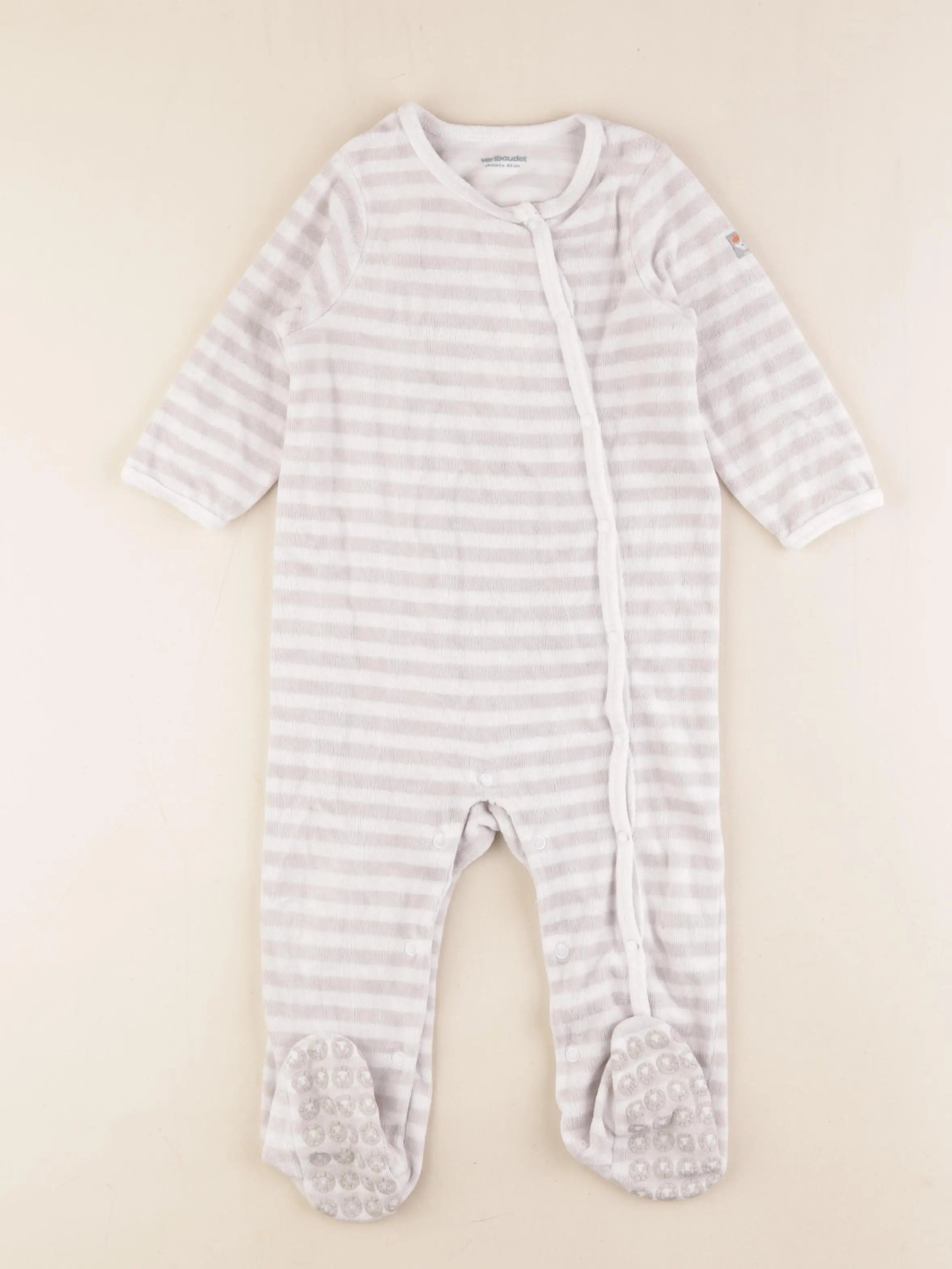 Vertbaudet - pyjama velours blanc, gris - 18 mois