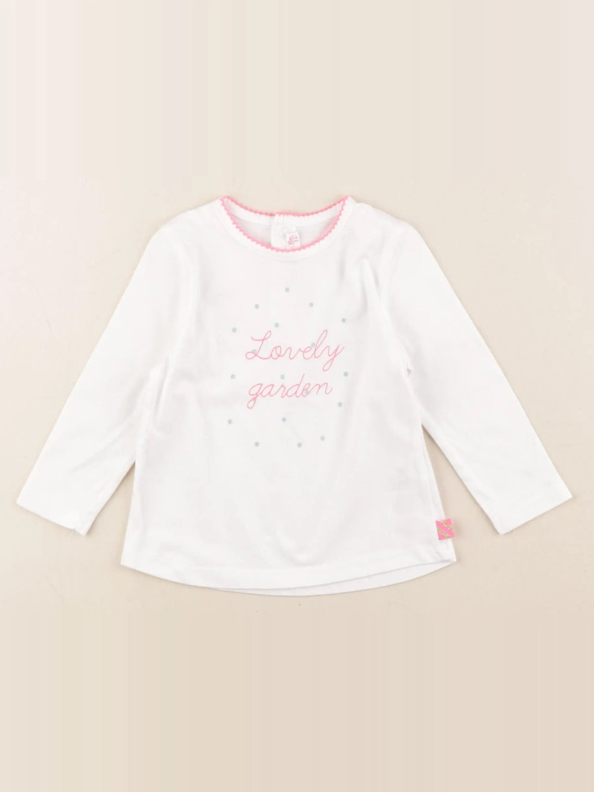 Billie Blush - tee-shirt blanc, rose fluo - 12 mois