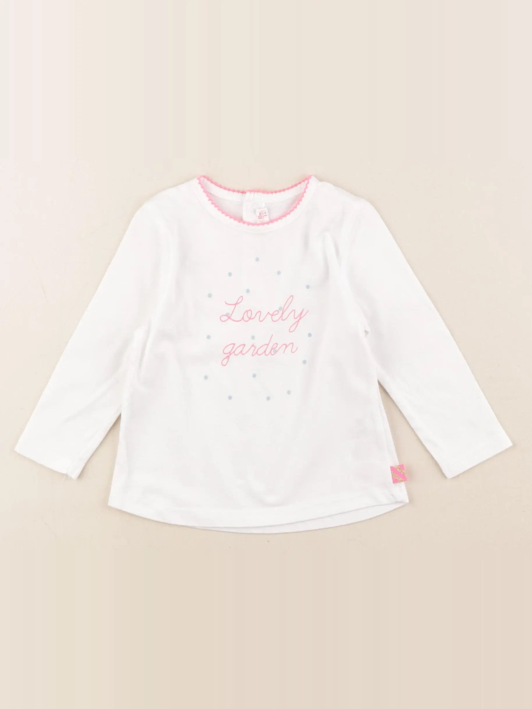 Billie Blush - tee-shirt blanc, rose fluo - 12 mois