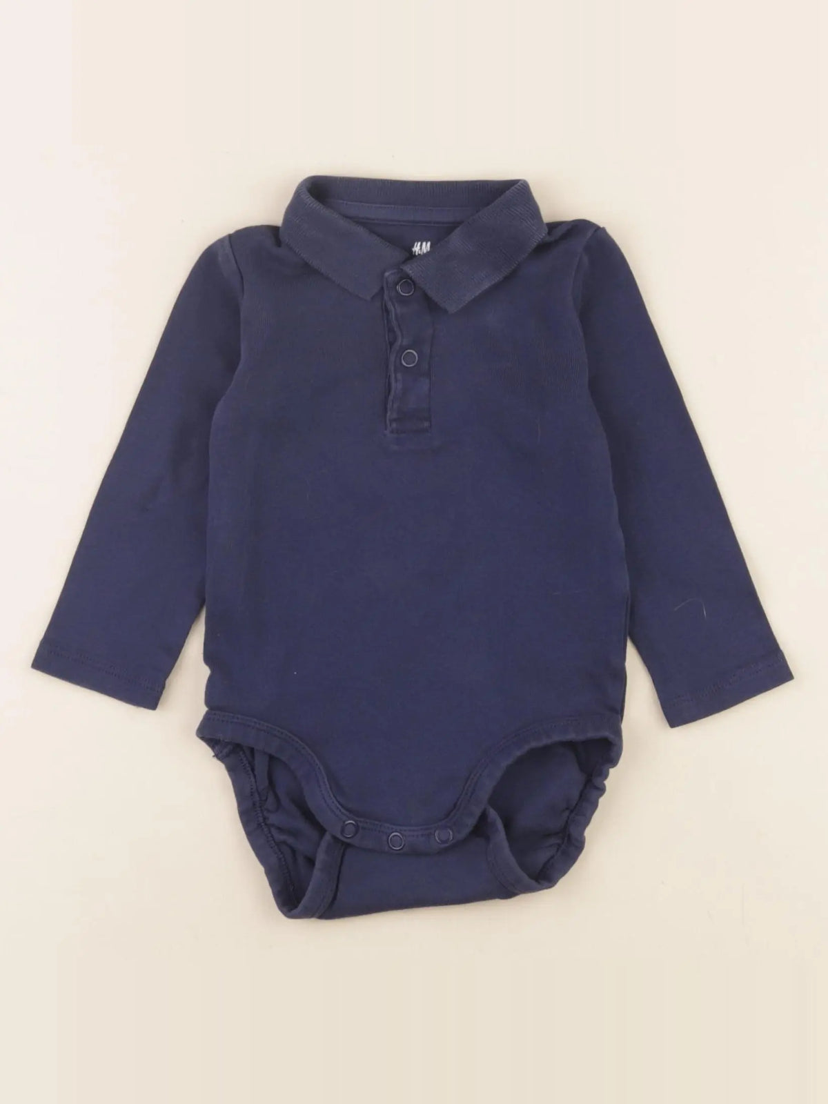 H&M - body à col bleu - 6/9 mois