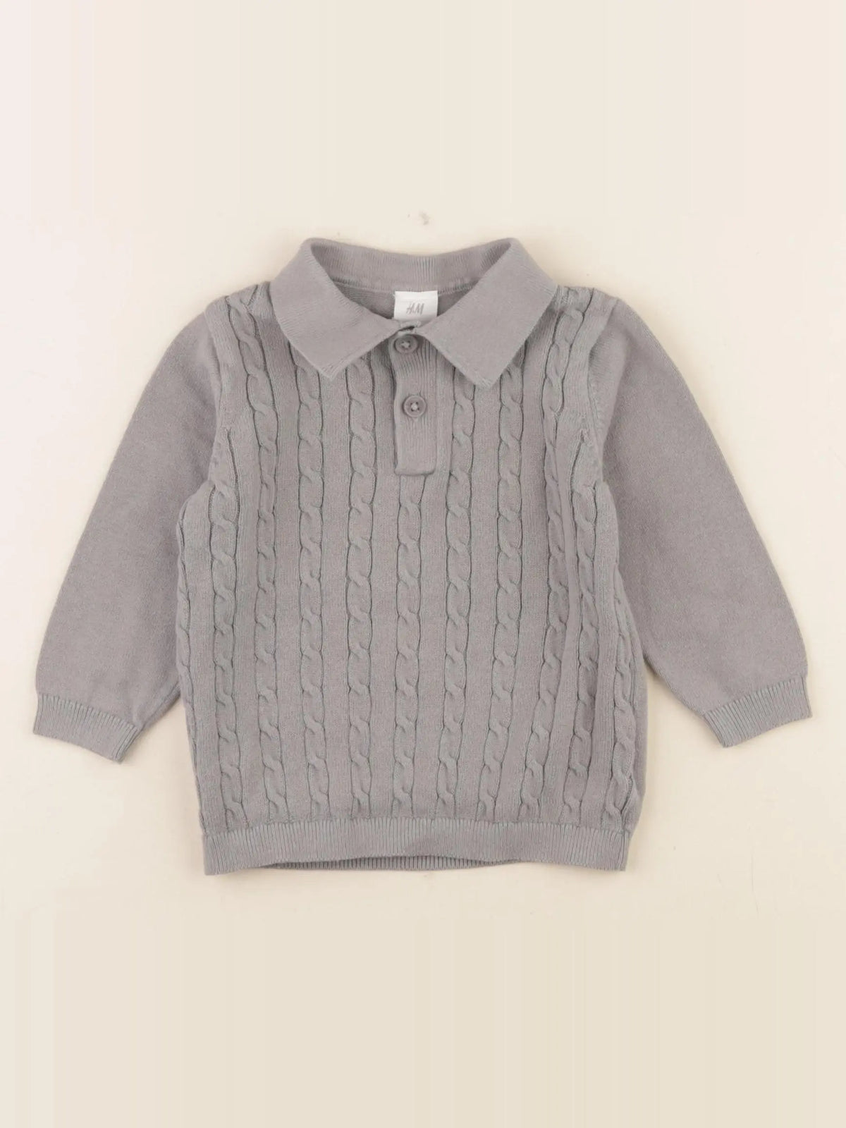 H&M - pull gris - 6/9 mois