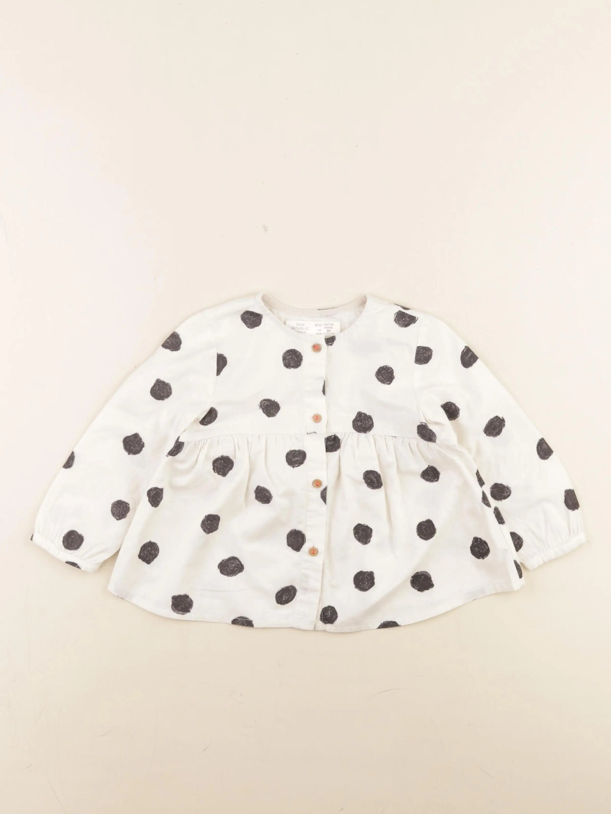 Zara - blouse beige, noir - 12/18 mois