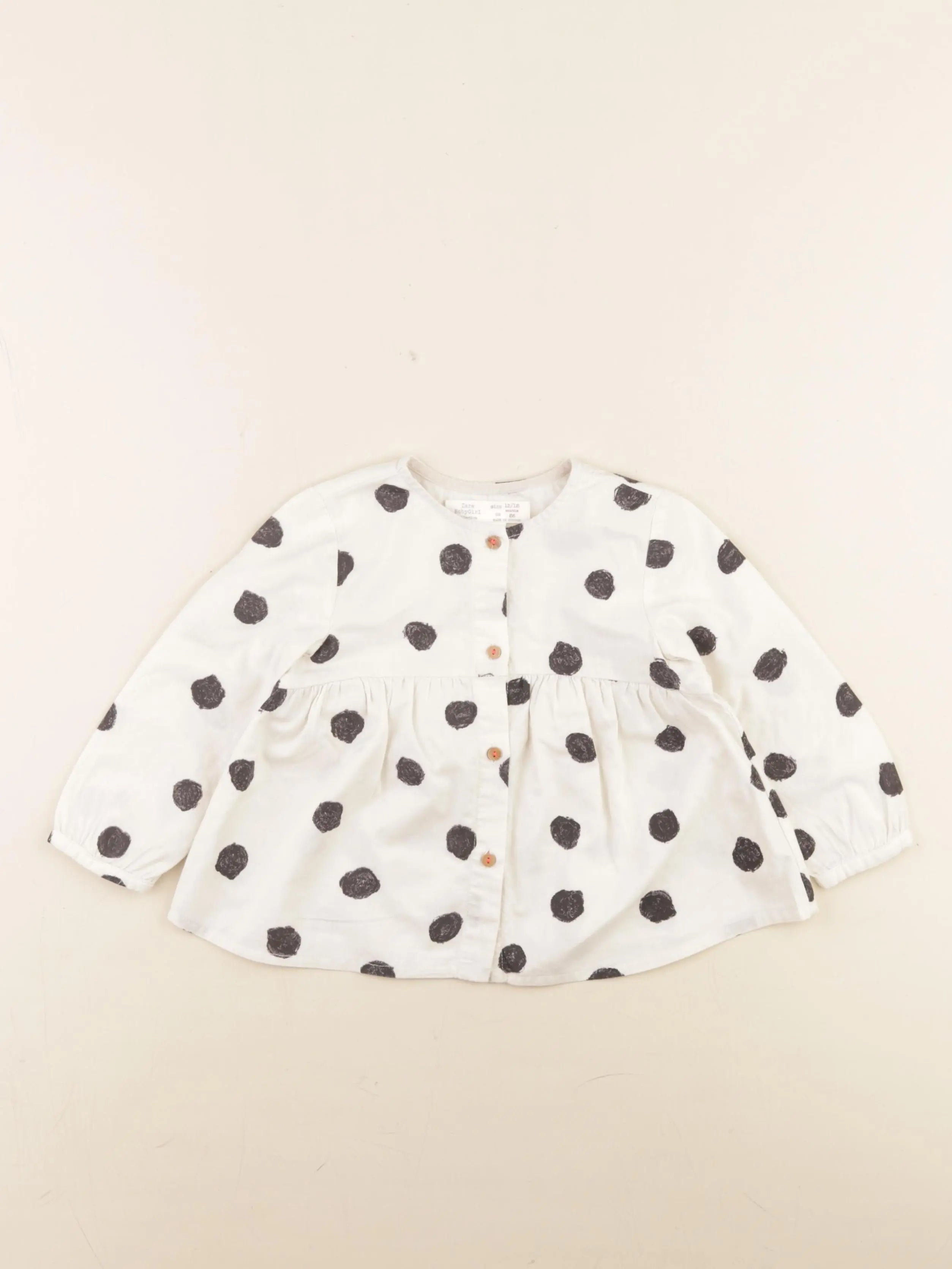 Zara - blouse beige, noir - 12/18 mois