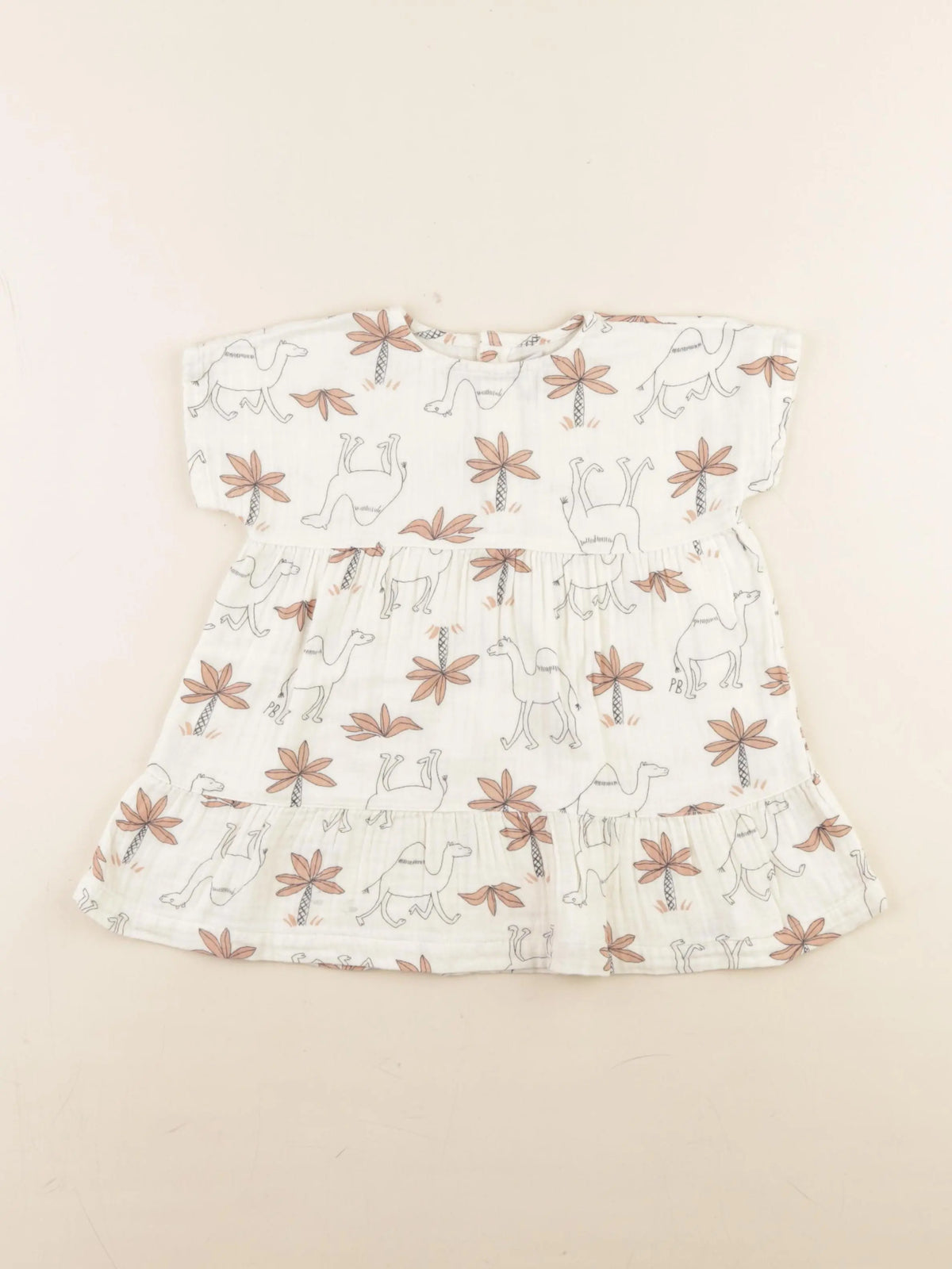 Petit Bateau - robe beige, marron - 12 mois