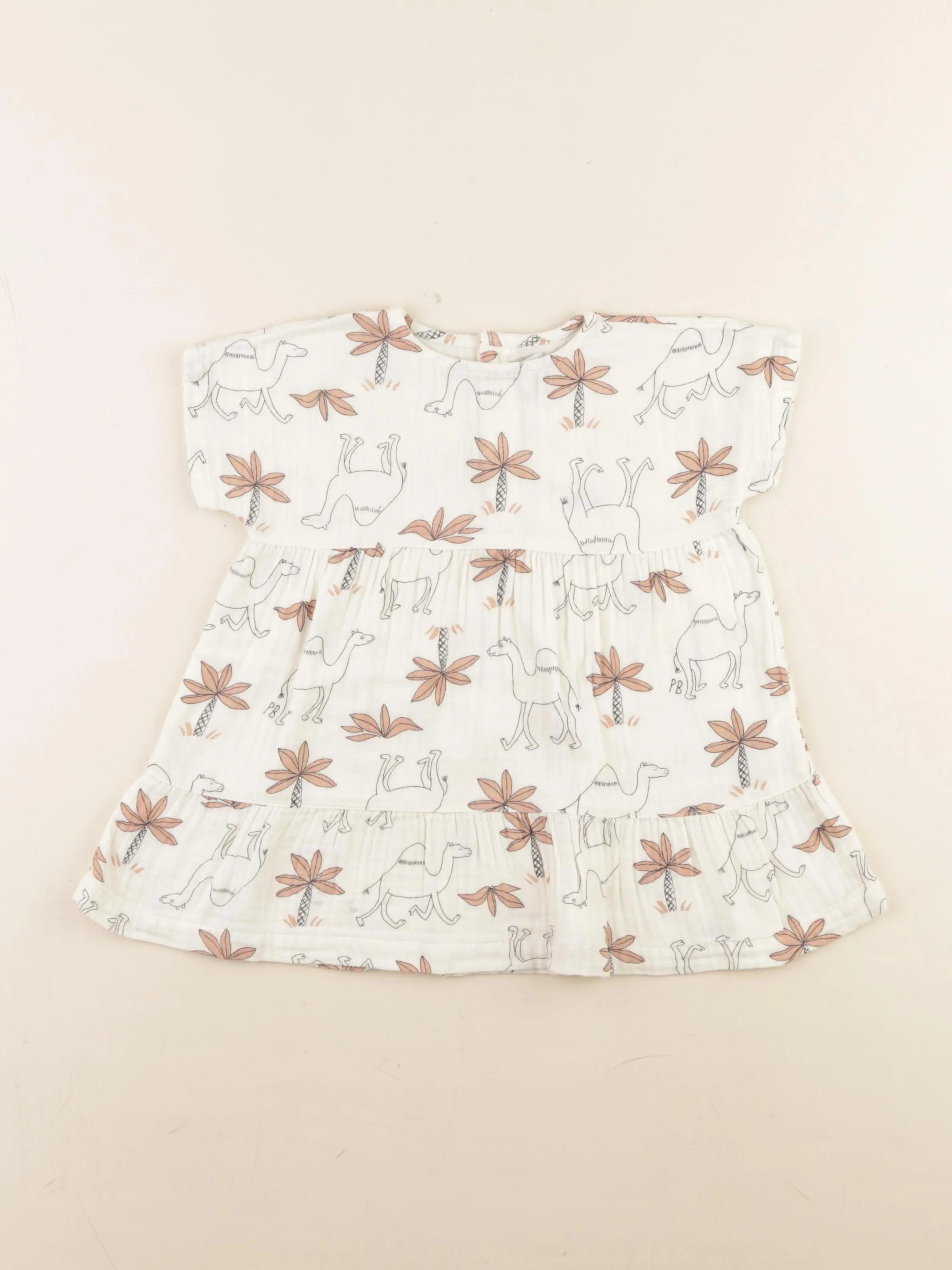 Petit Bateau - robe beige, marron - 12 mois