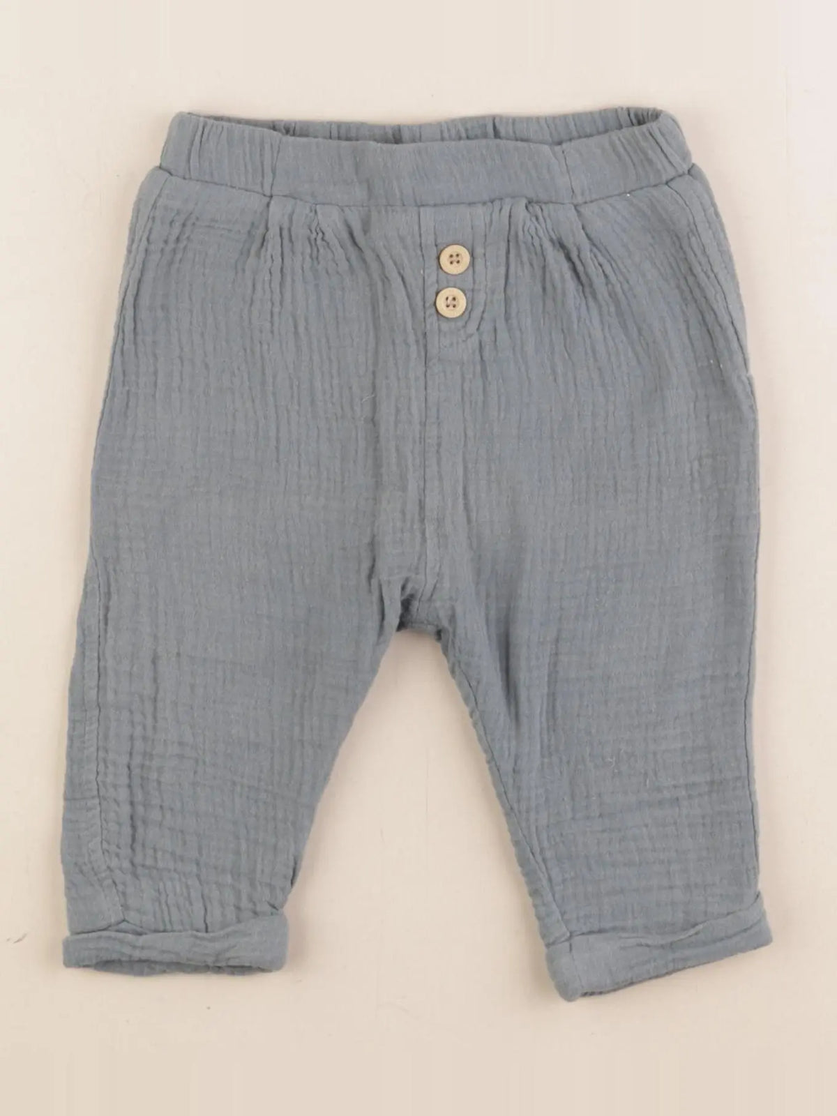 Vertbaudet - pantalon réversible vert - 12 mois