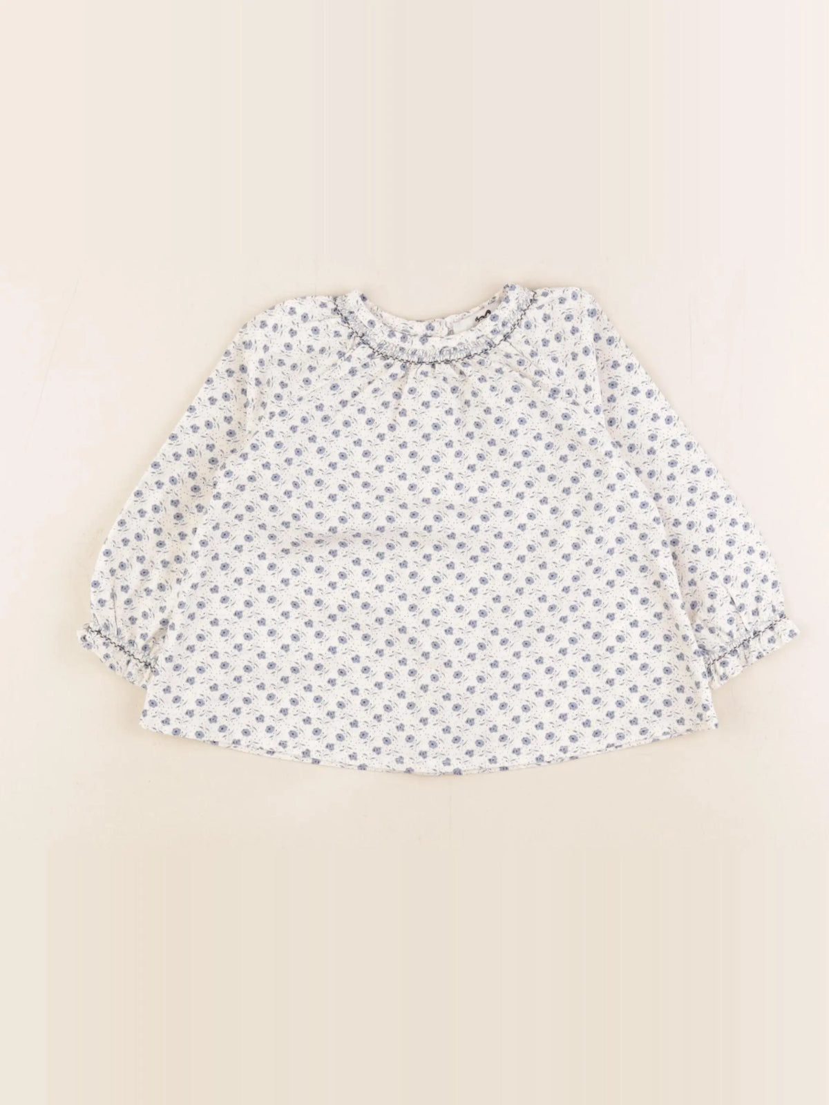 Cyrillus - blouse blanc, bleu - 9 mois