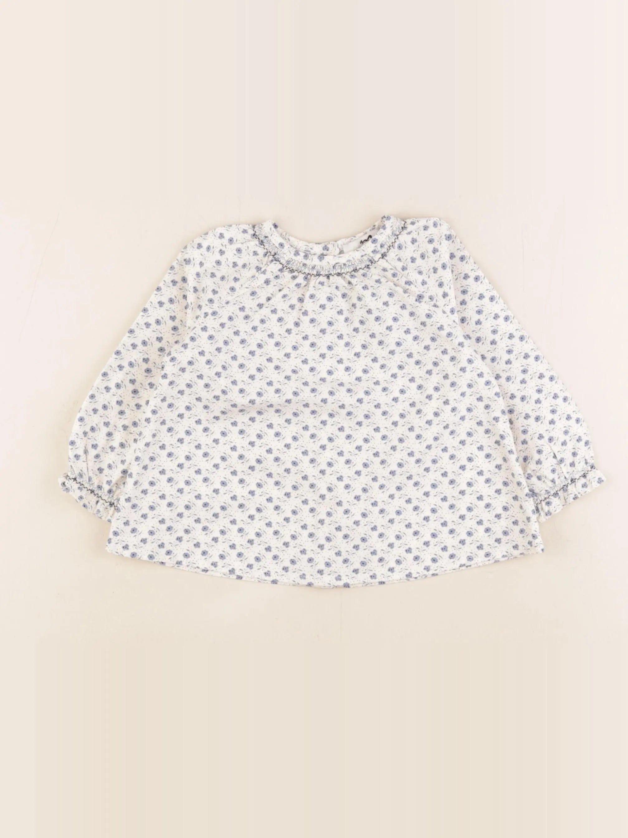 Cyrillus - blouse blanc, bleu - 9 mois