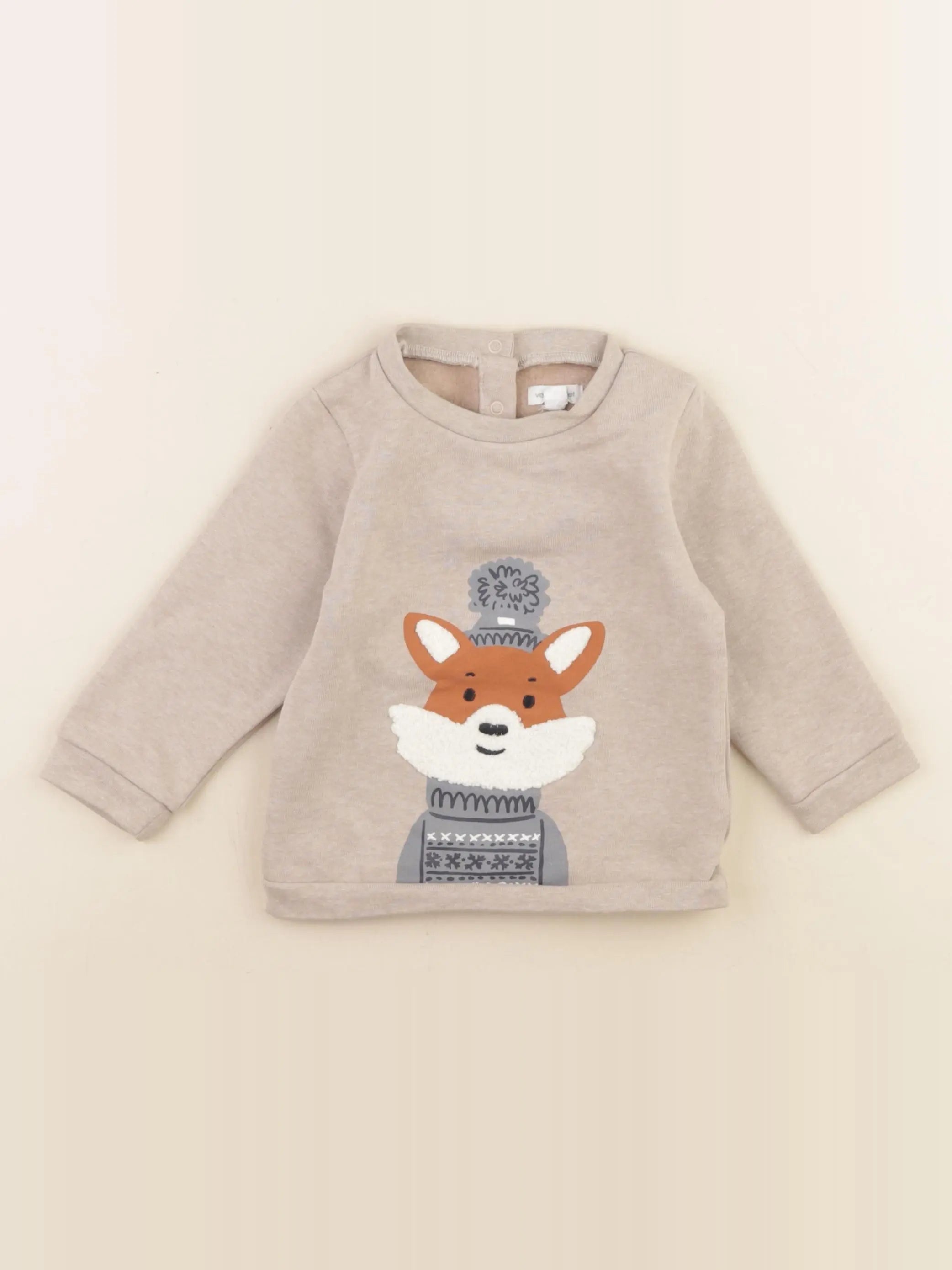 Vertbaudet - sweat beige - 12 mois