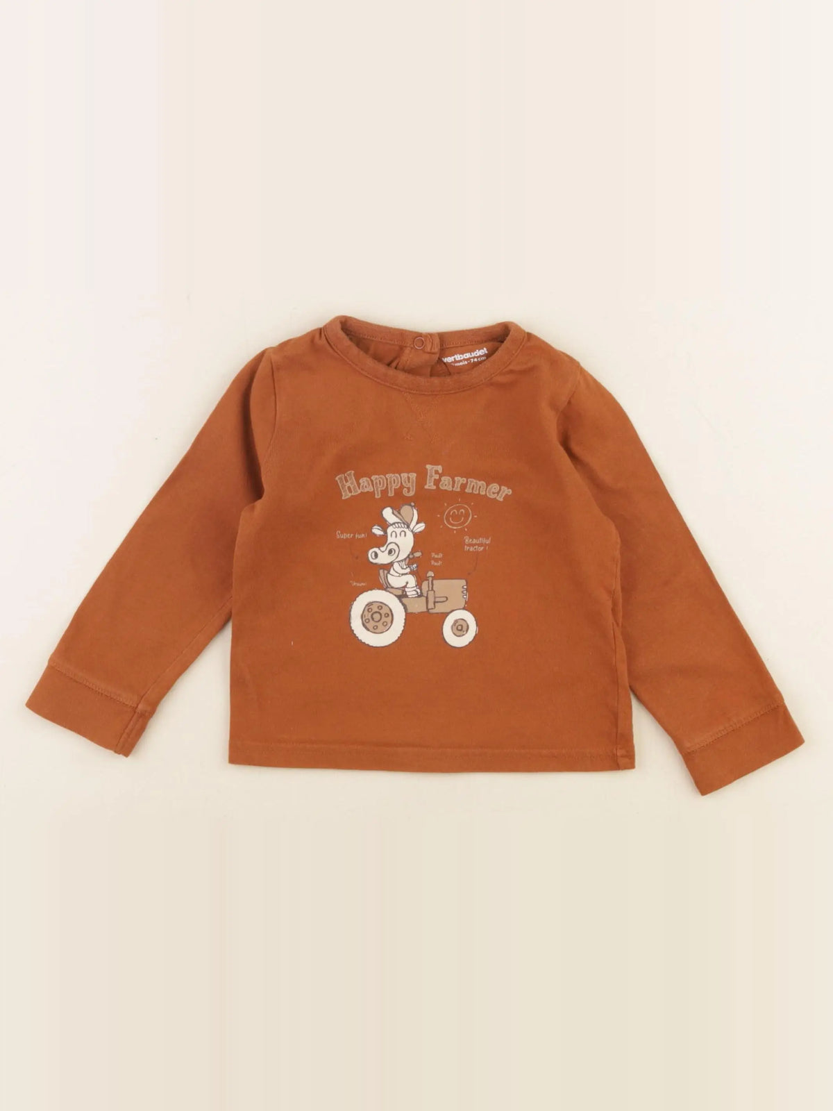 Vertbaudet - tee-shirt marron - 12 mois