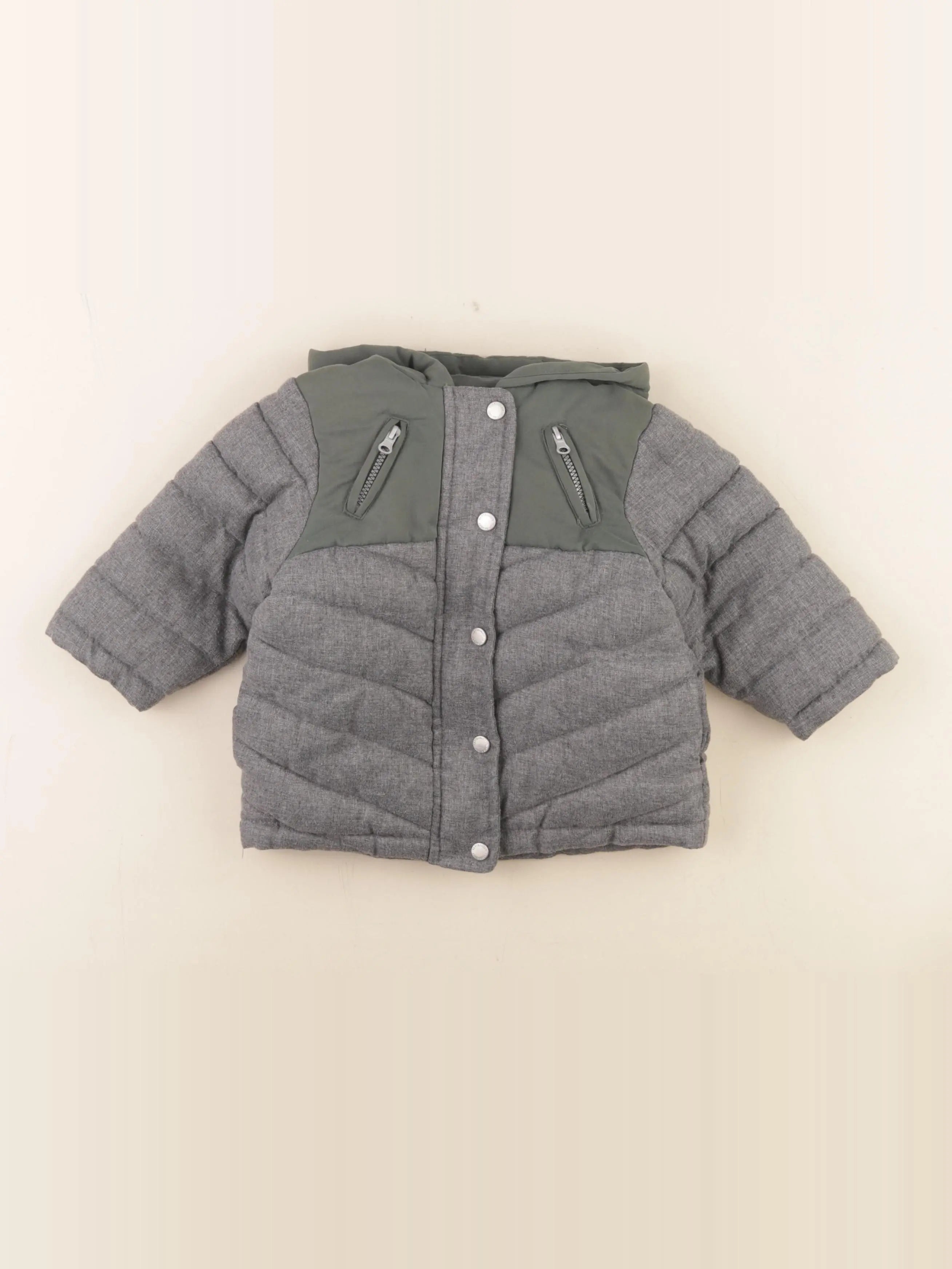 Vertbaudet - manteau gris - 12 mois