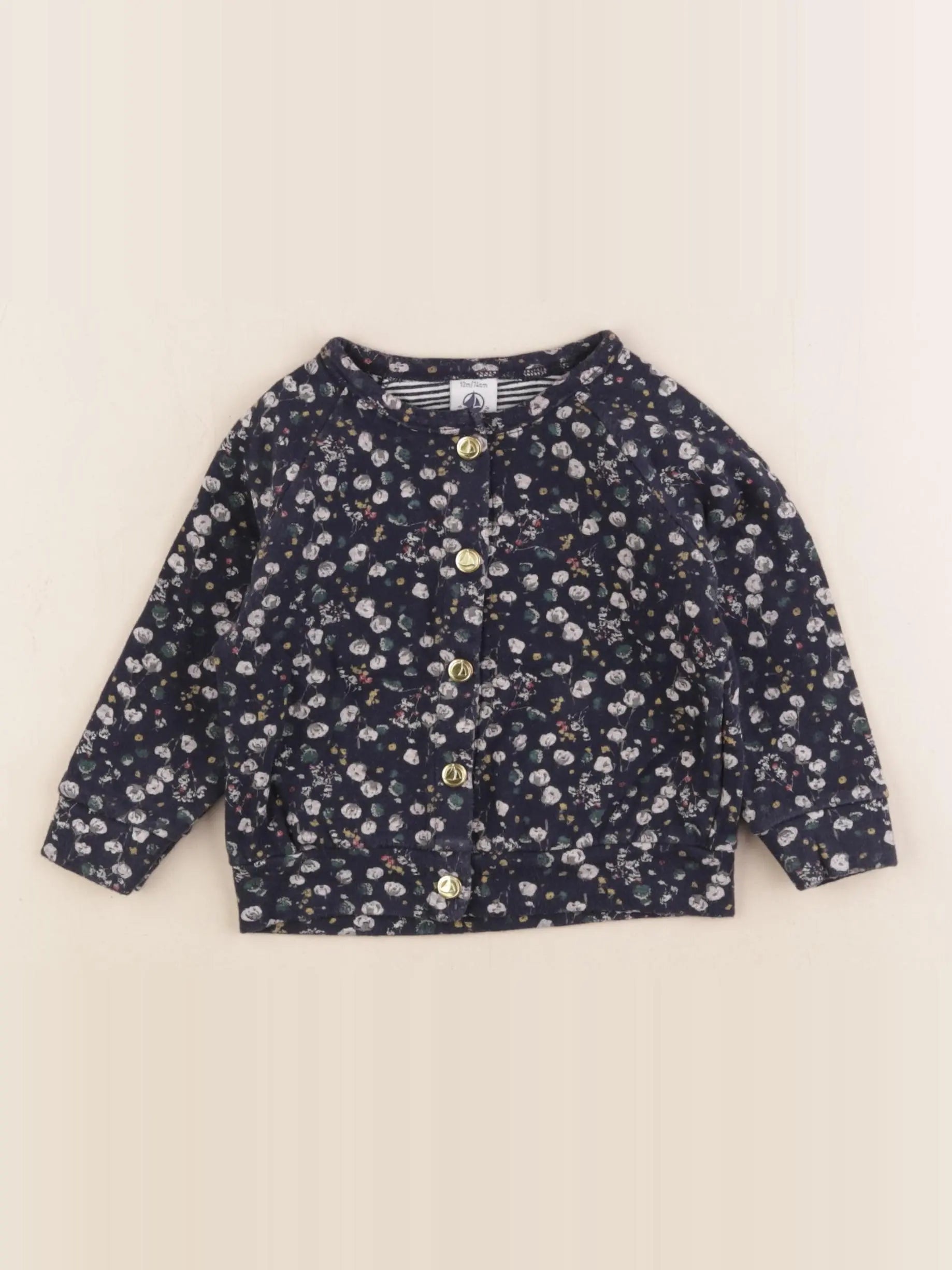Petit Bateau - sweat bleu - 12 mois