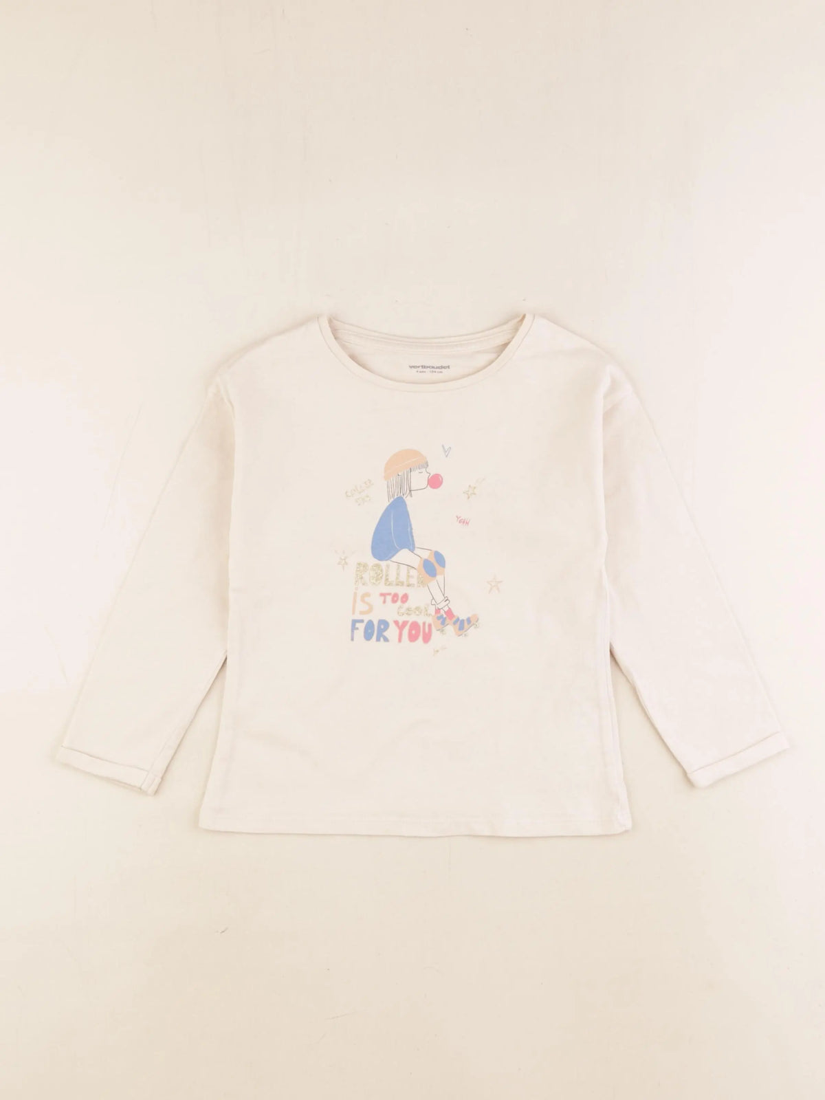 Vertbaudet - tee-shirt beige - 4 ans