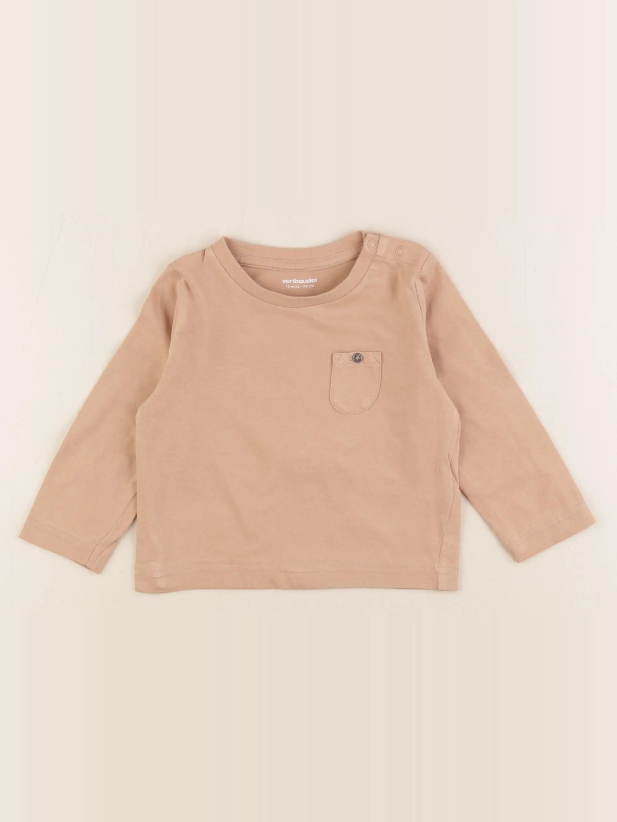 Vertbaudet - tee-shirt beige - 12 mois