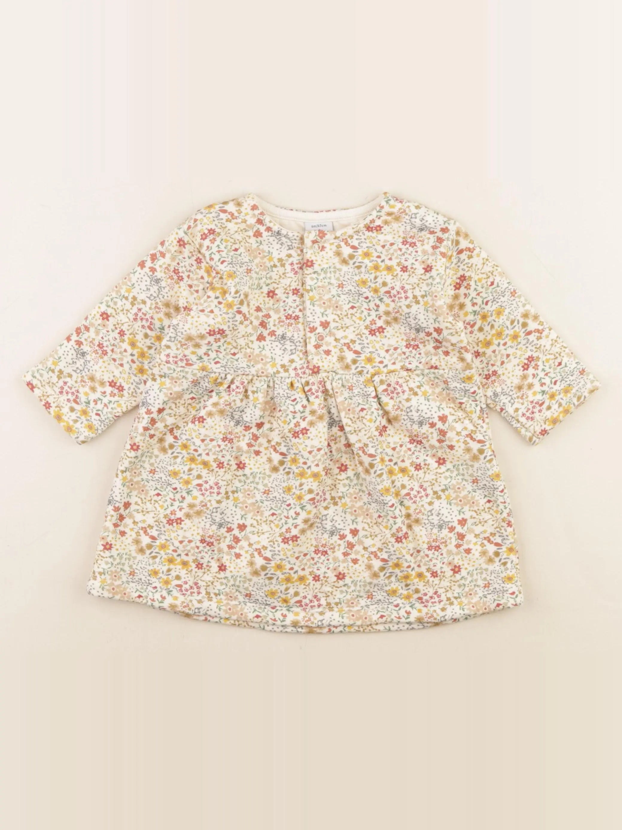 Petit Bateau - robe beige, multicolore - 6 mois