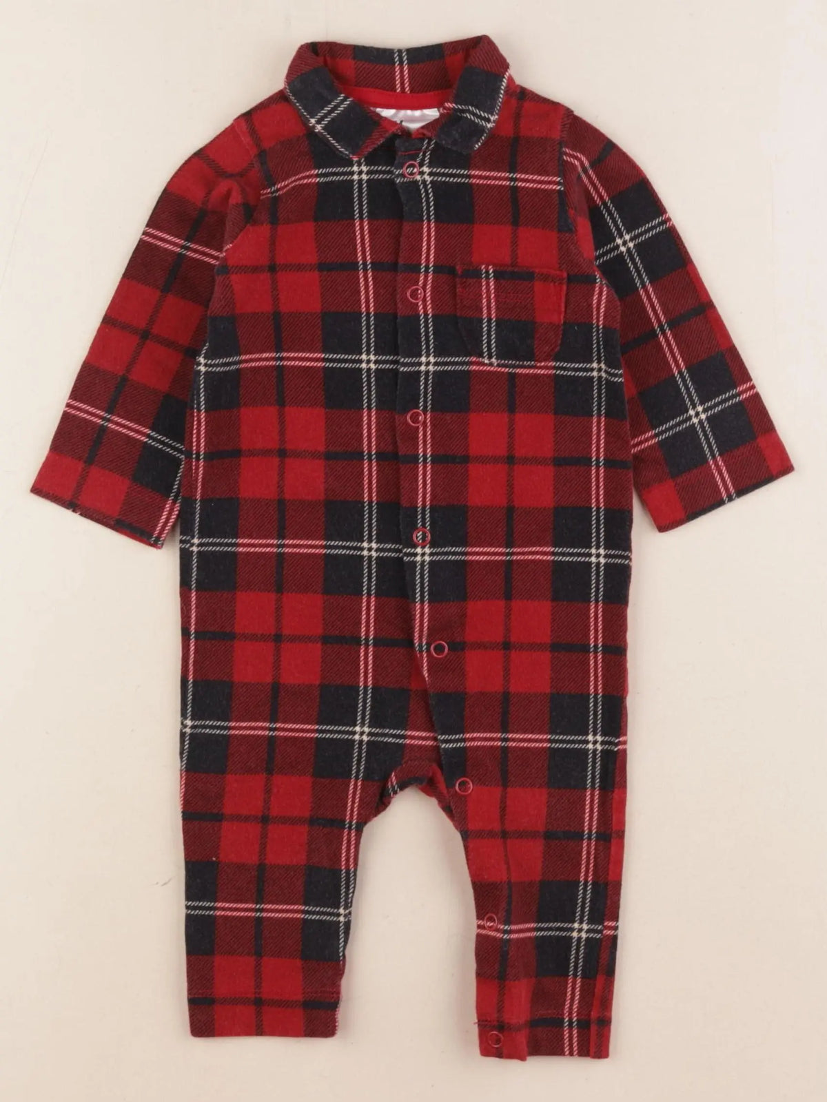 H&M - pyjama coton bleu, rouge - 4/6 mois