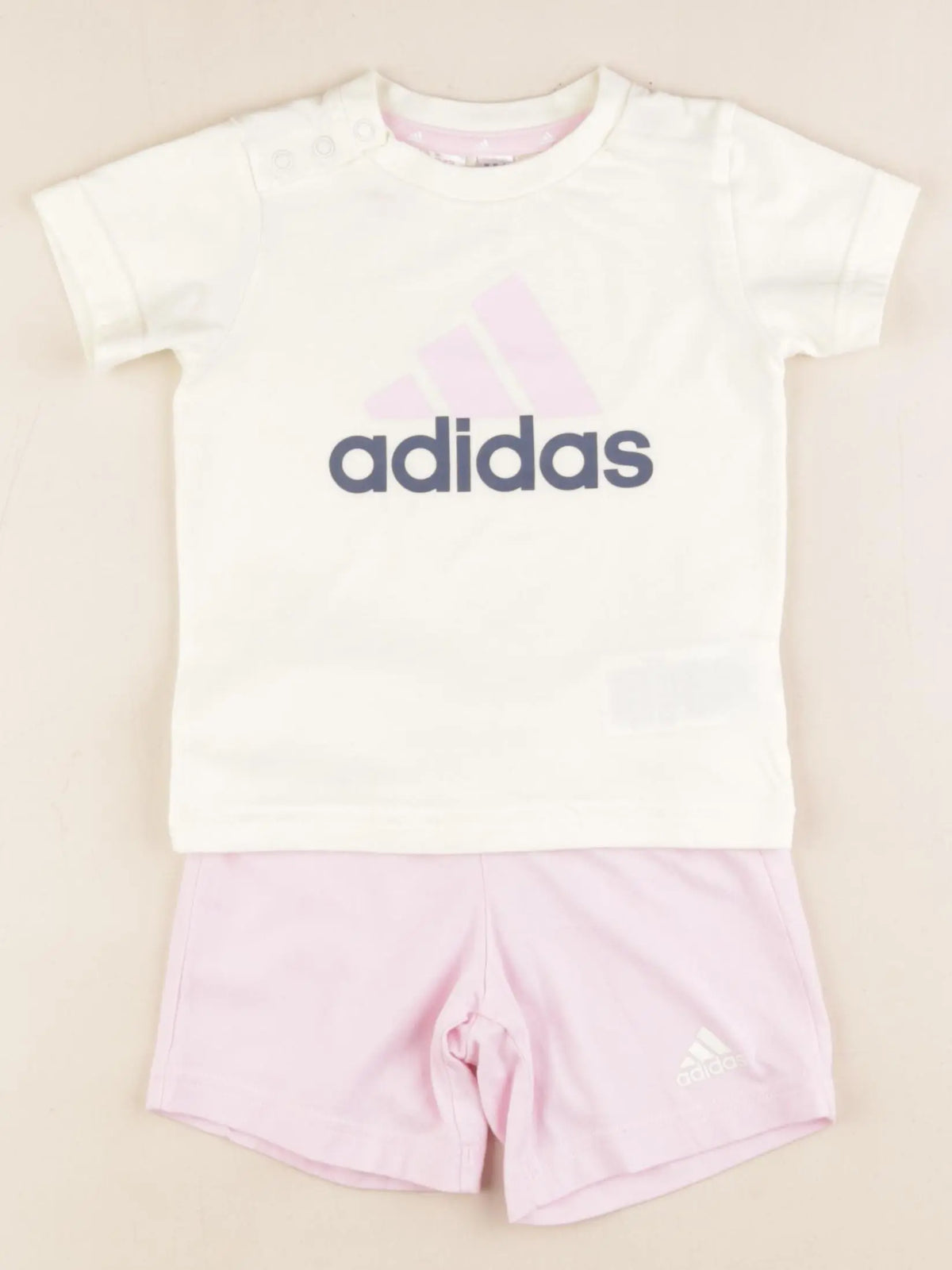 Adidas - ensemble beige, rose - 9/12 mois