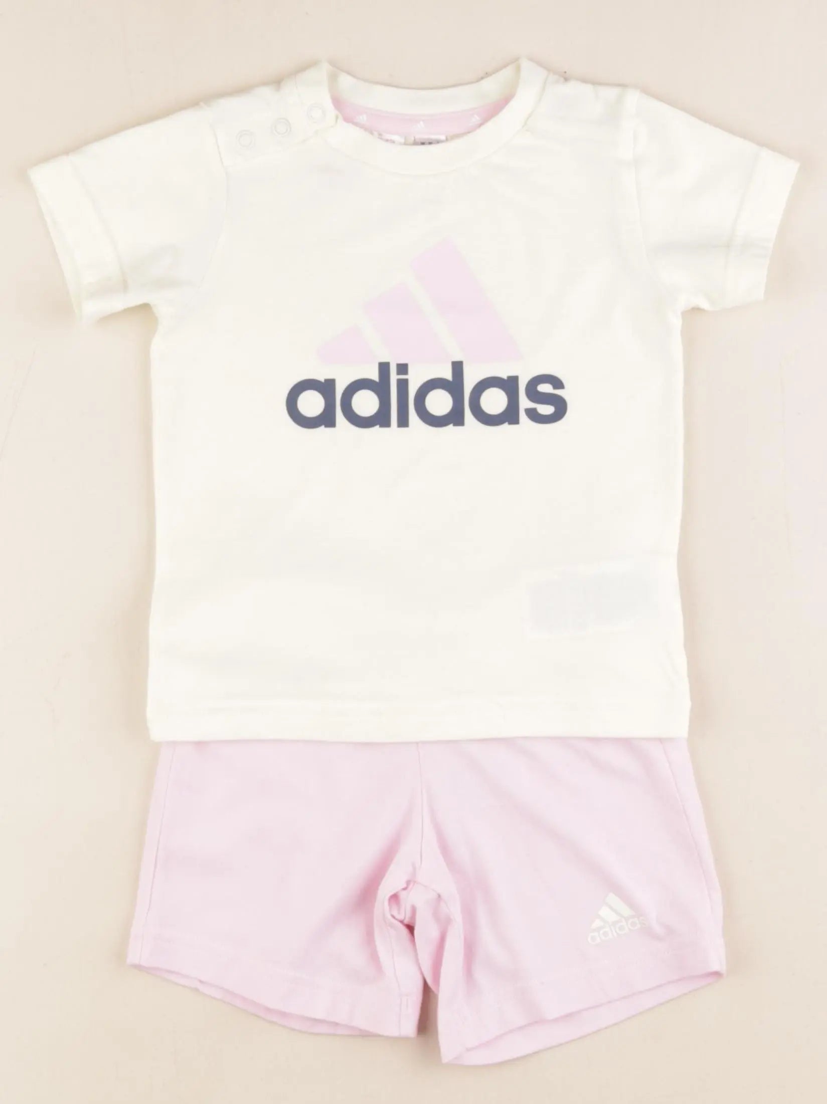 Adidas - ensemble beige, rose - 9/12 mois