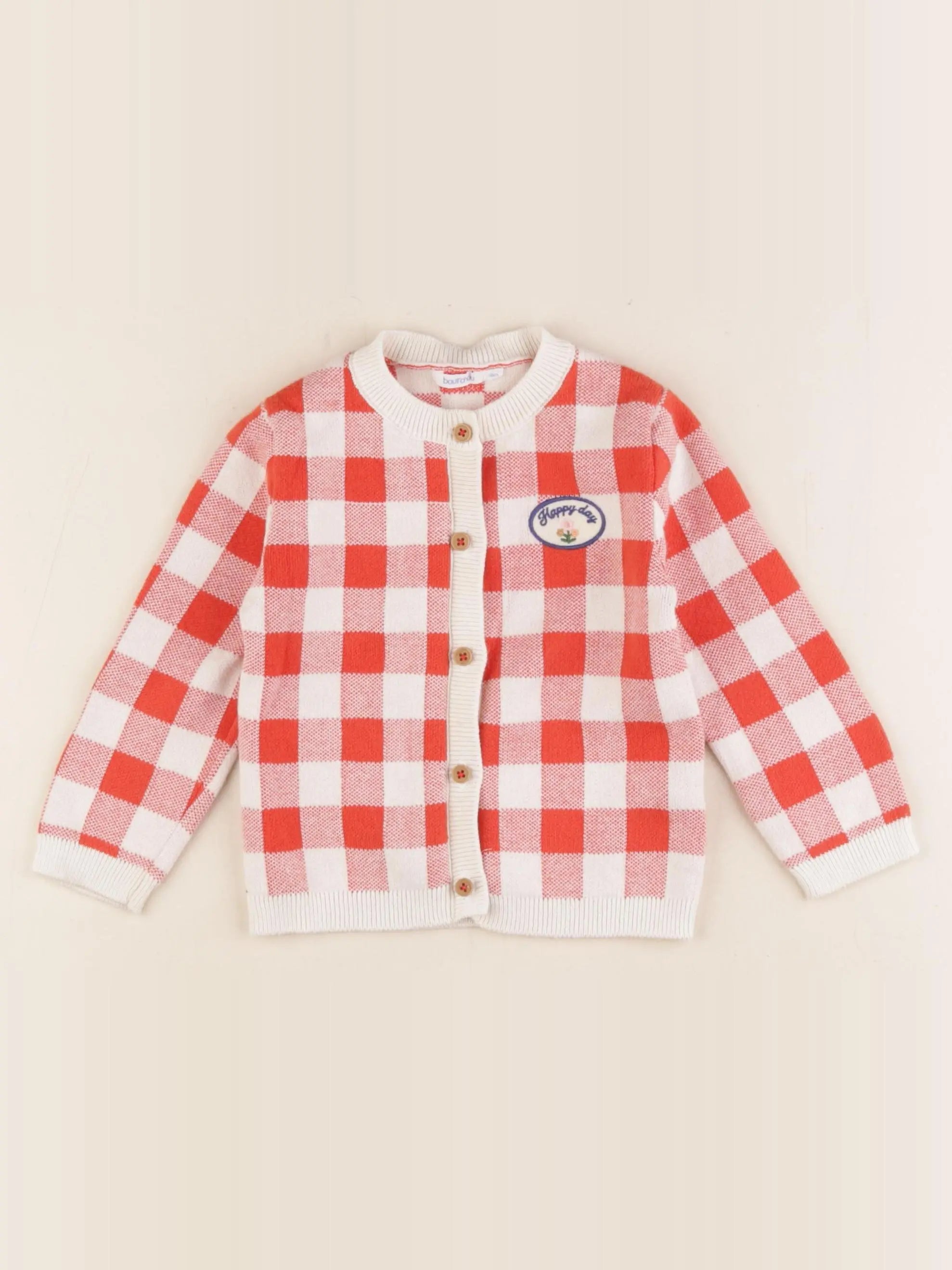 Boutchou - gilet beige, rouge - 18 mois