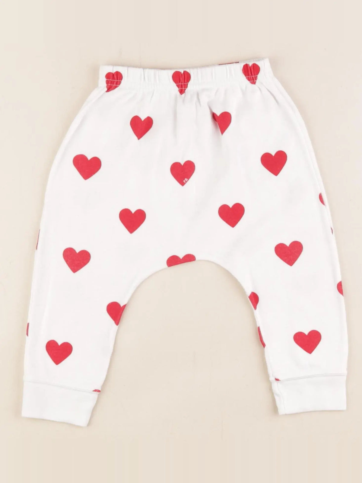 Petit Bateau - sarouel blanc, rouge - 12 mois