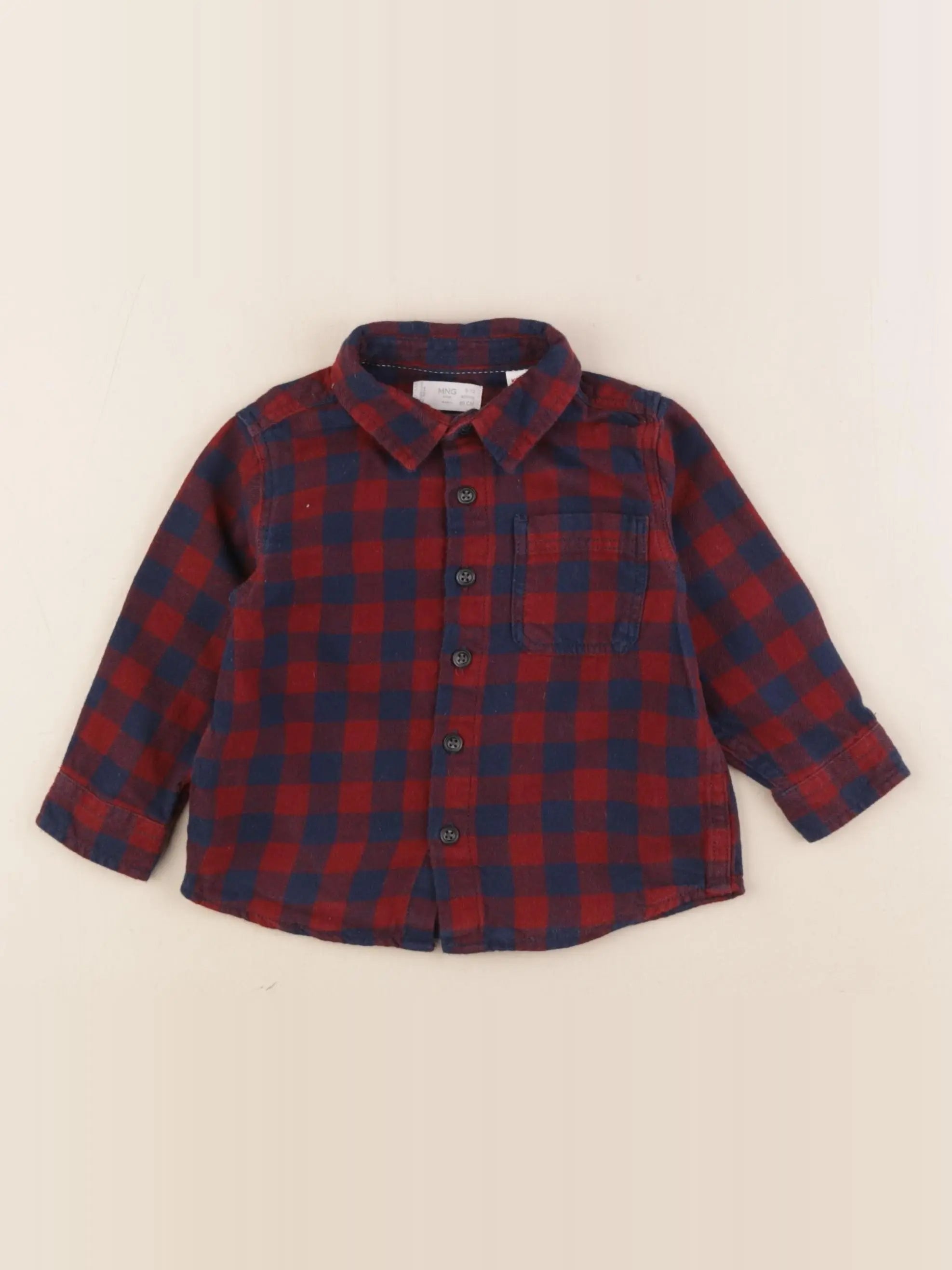 Mango - chemise bleu, rouge - 9/12 mois