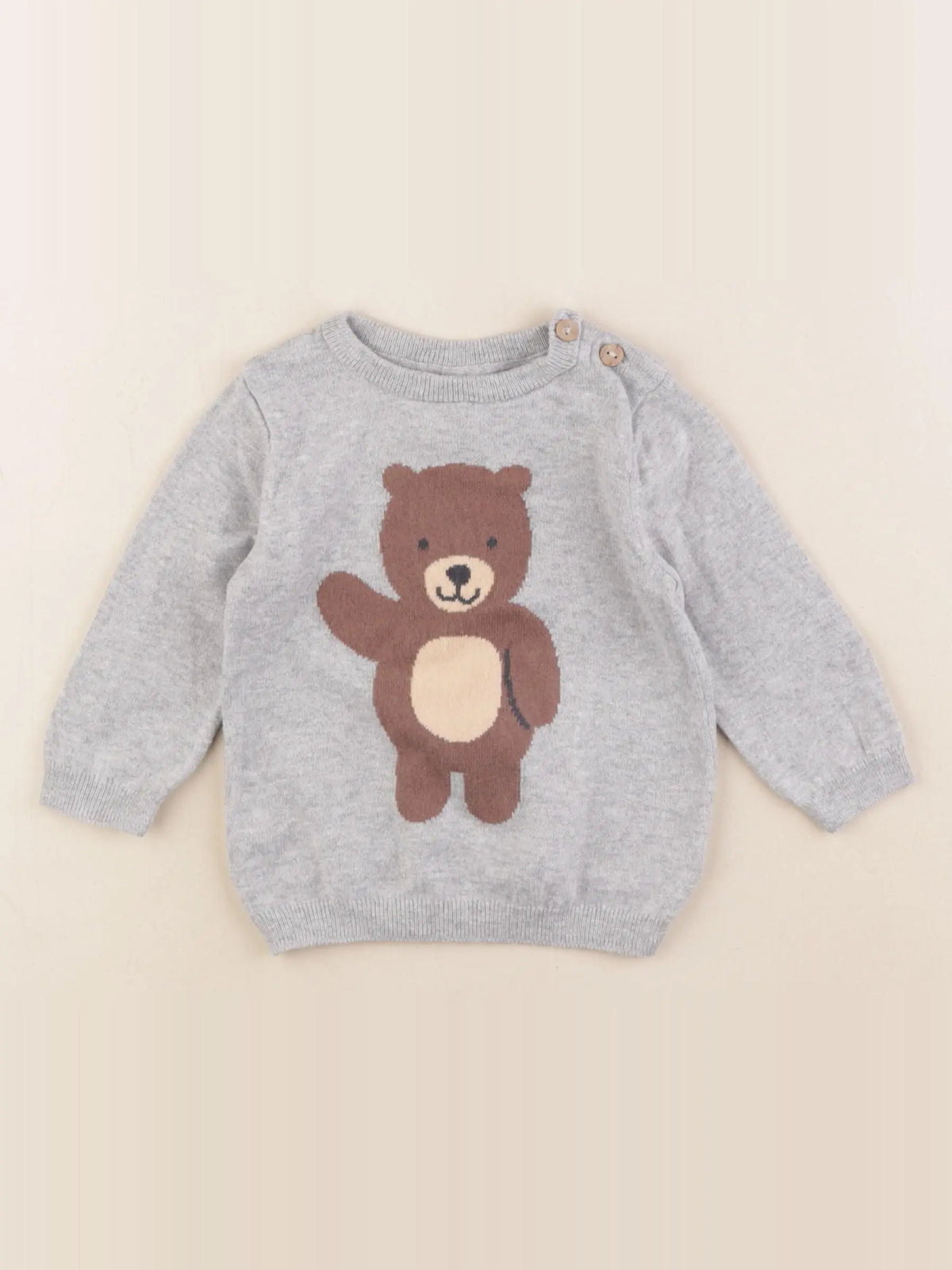 H&M - pull gris - 4/6 mois
