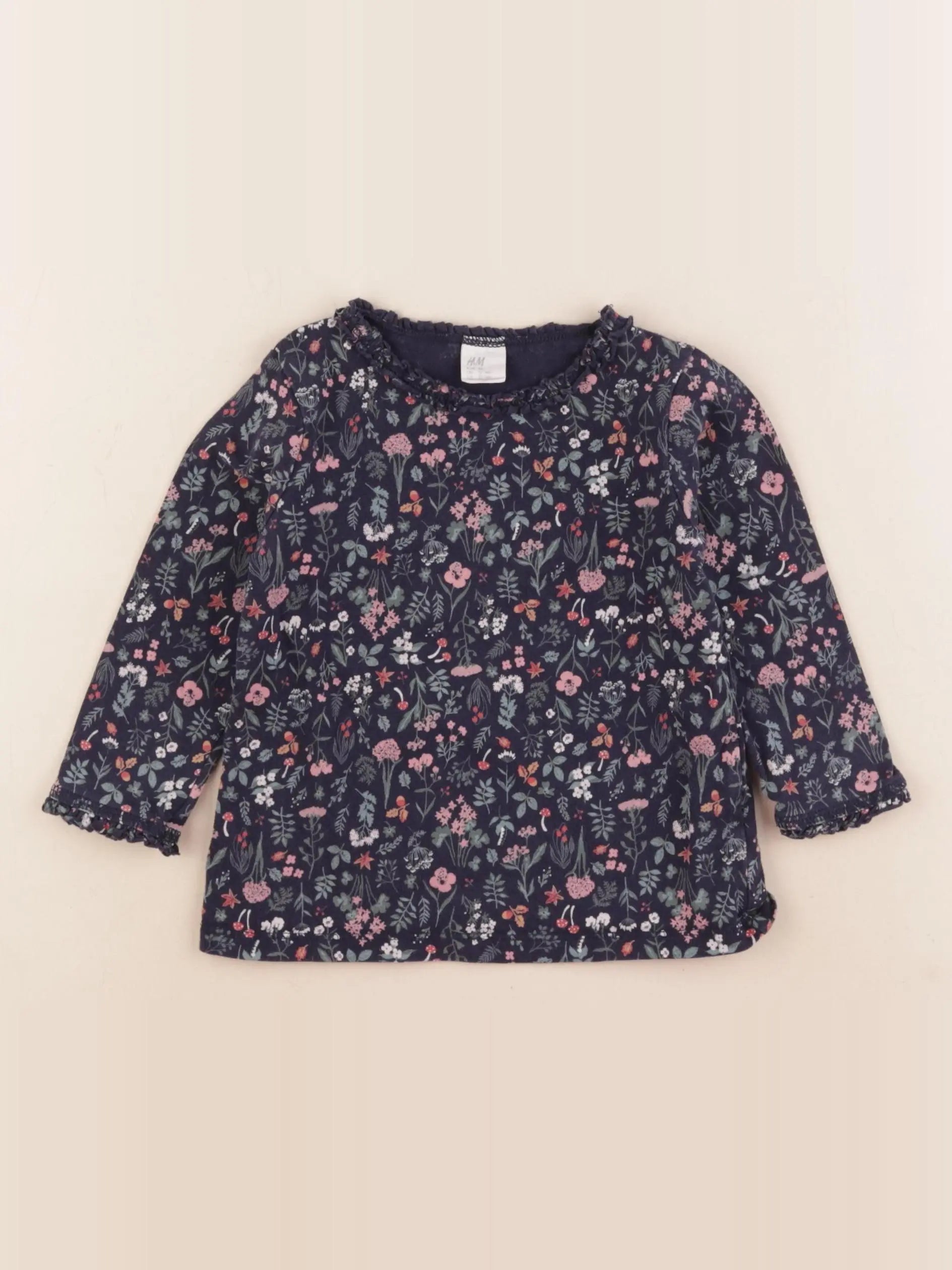 H&M - tee-shirt bleu - 12/18 mois