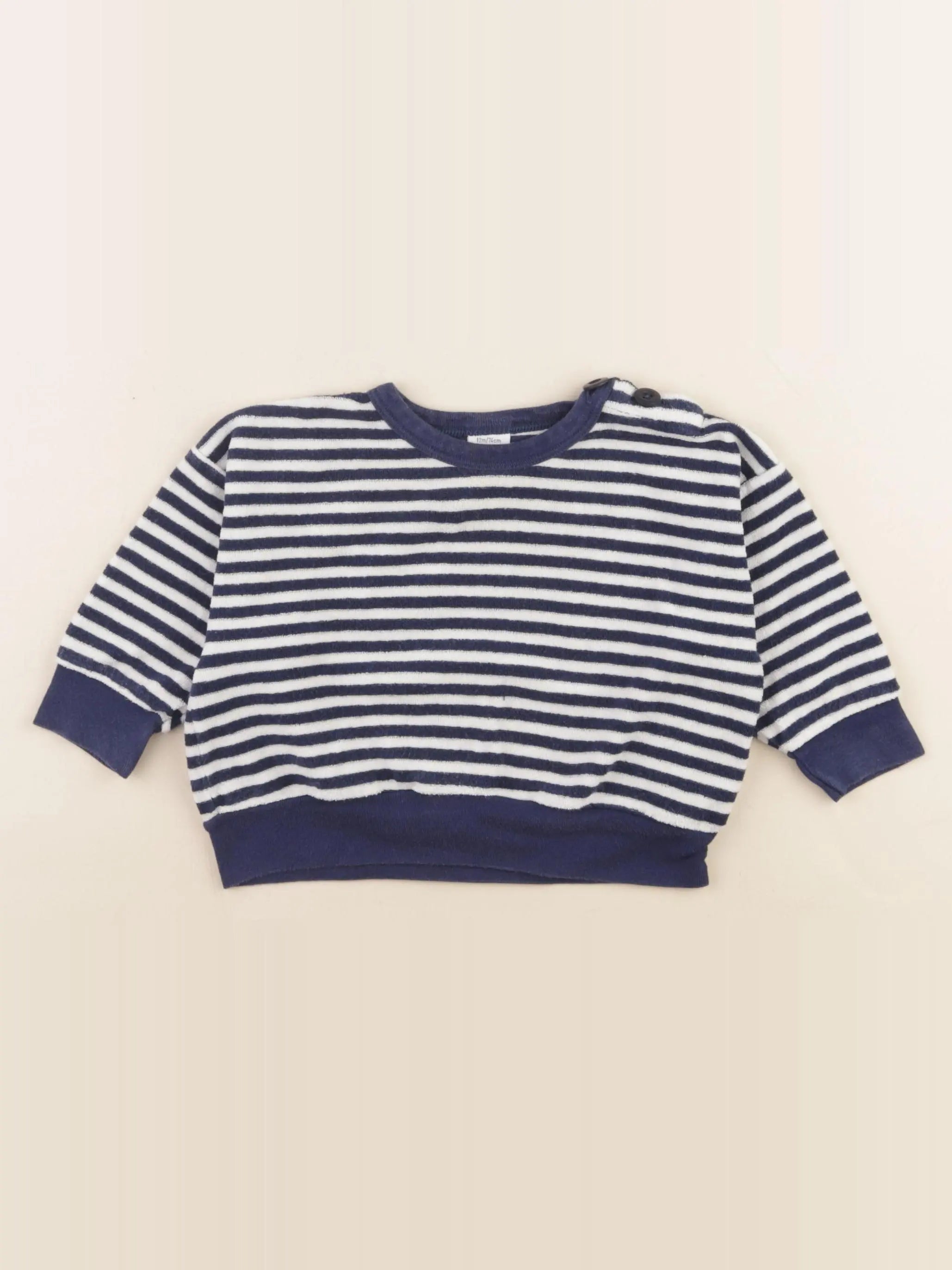 Petit Bateau - tee-shirt bleu, blanc - 12 mois
